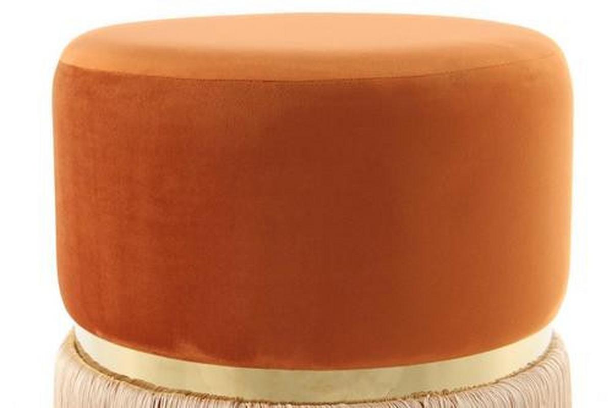HOCKER Hocker in Orange - Champagner/Goldfarben, Basics, Holzwerkstoff/Textil (41/44,5/41cm) - Kayoom