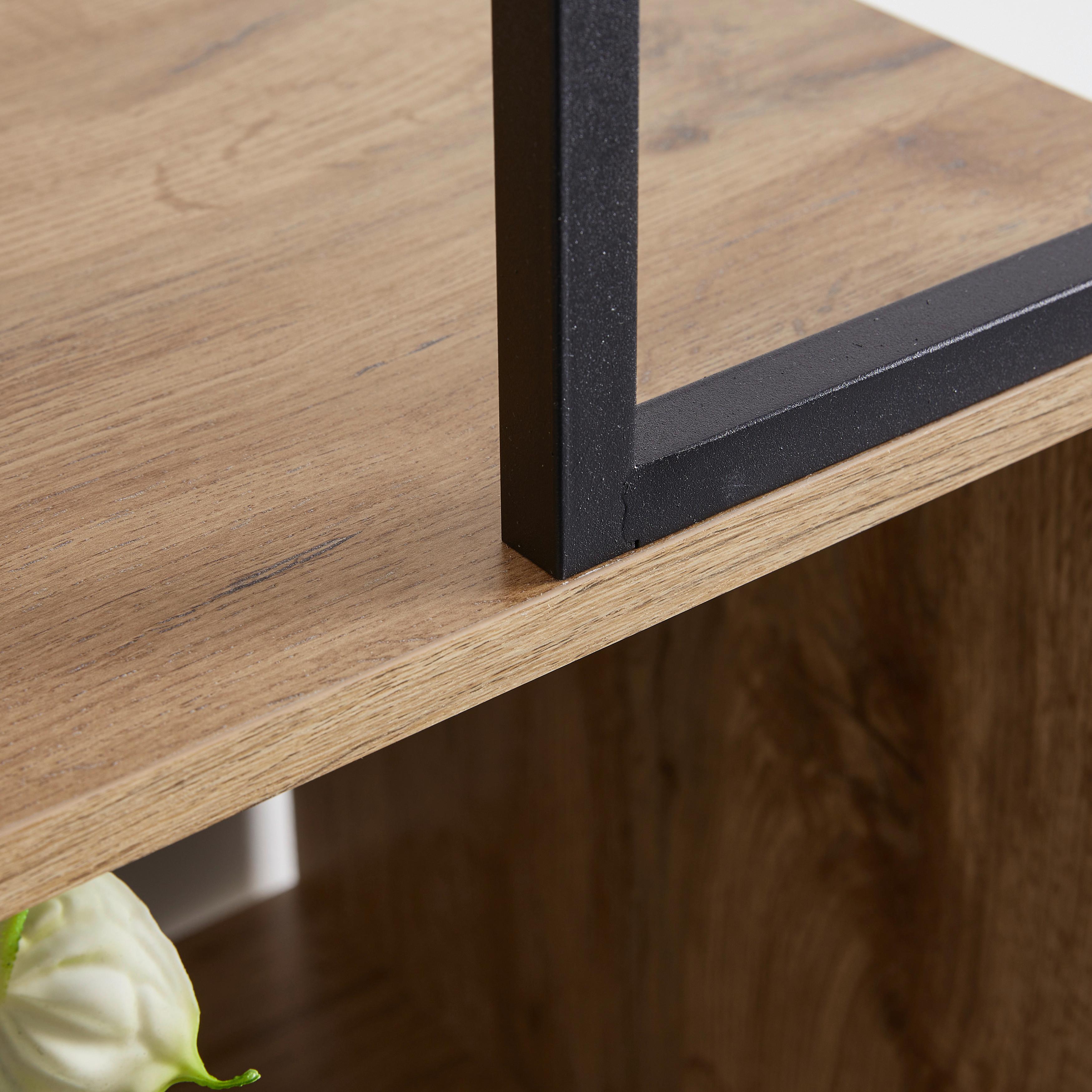 FRISTÅENDE HYLLA GENY - svart/ekfärgad, Modern, metall (80/136/40cm) - Bessagi Home