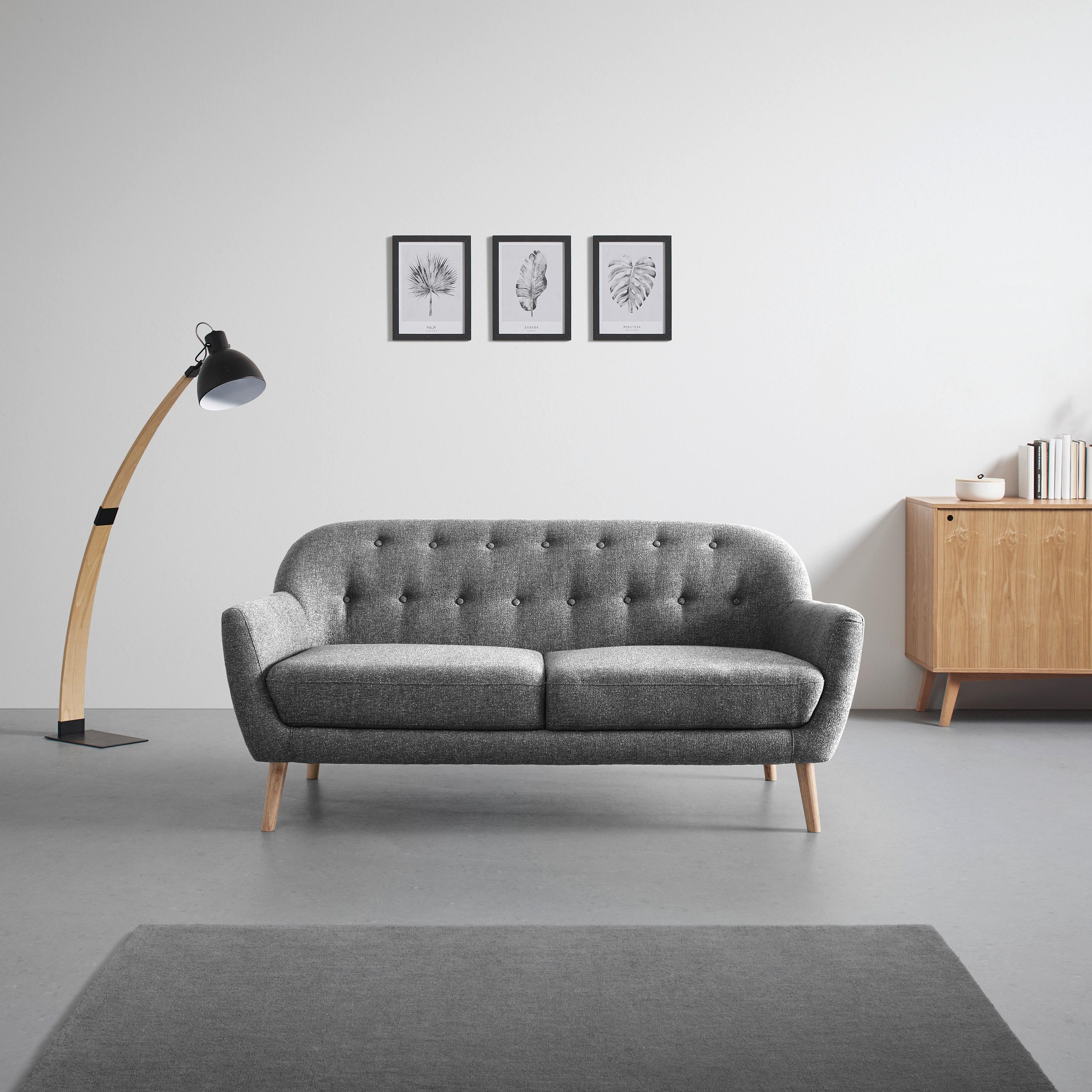 Sofa Anela Grau Webstoff - Naturfarben/Grau, MODERN, Holz/Textil (168/79/84cm) - Bessagi Home