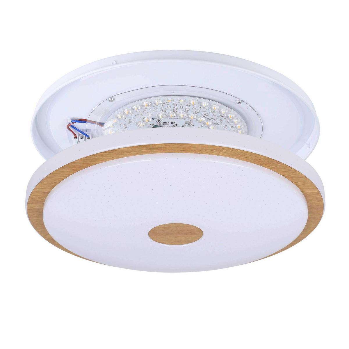 Led-deckenleuchte 900598_lanciano 1 - Weiss/Braun, Basics, Holz/Kunststoff (38/7cm) - Eglo