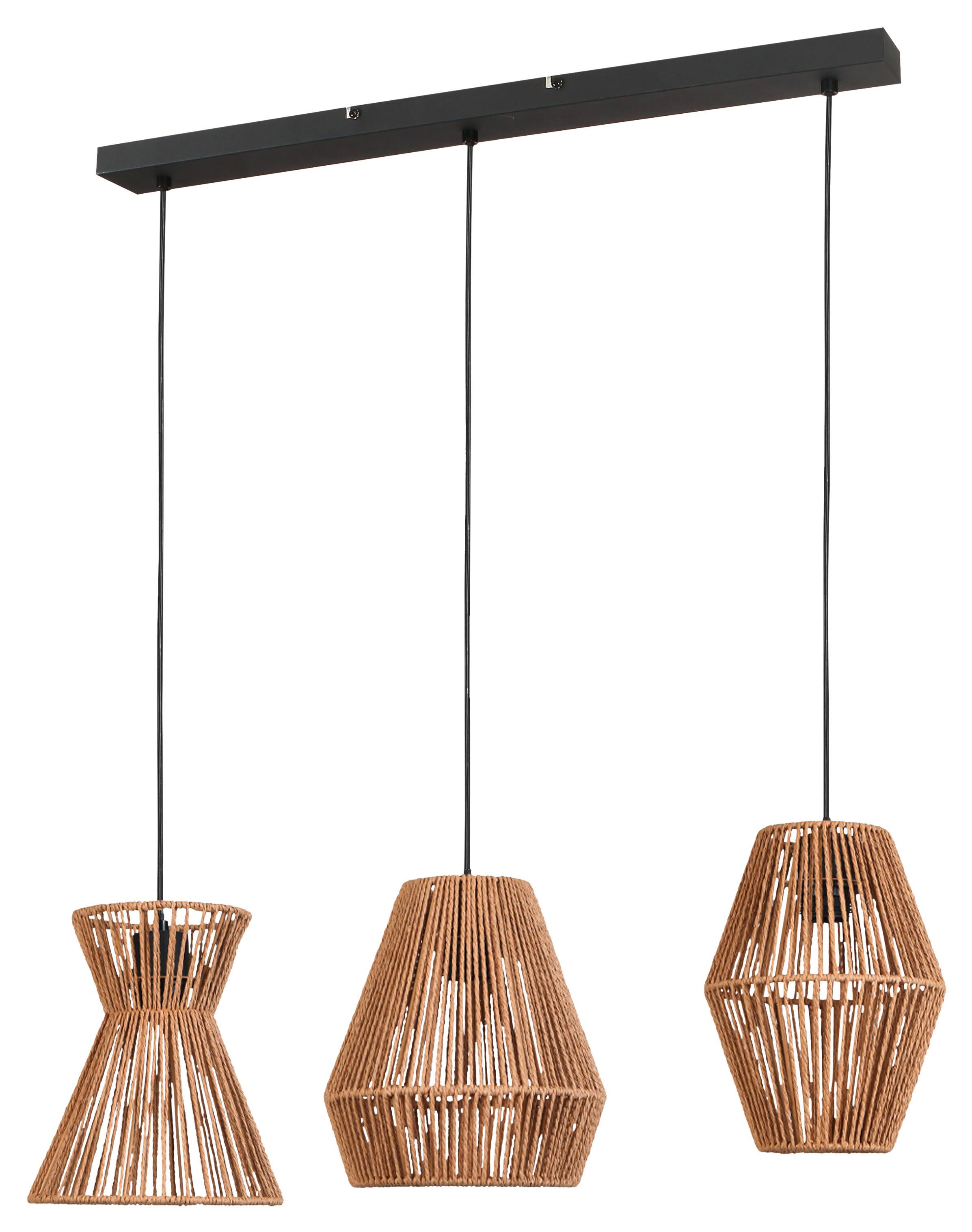 Hängeleuchte Naturm in Natur/Schwarz - Schwarz/Naturfarben, KONVENTIONELL, Papier/Metall (80/20/120cm) - Modern Living