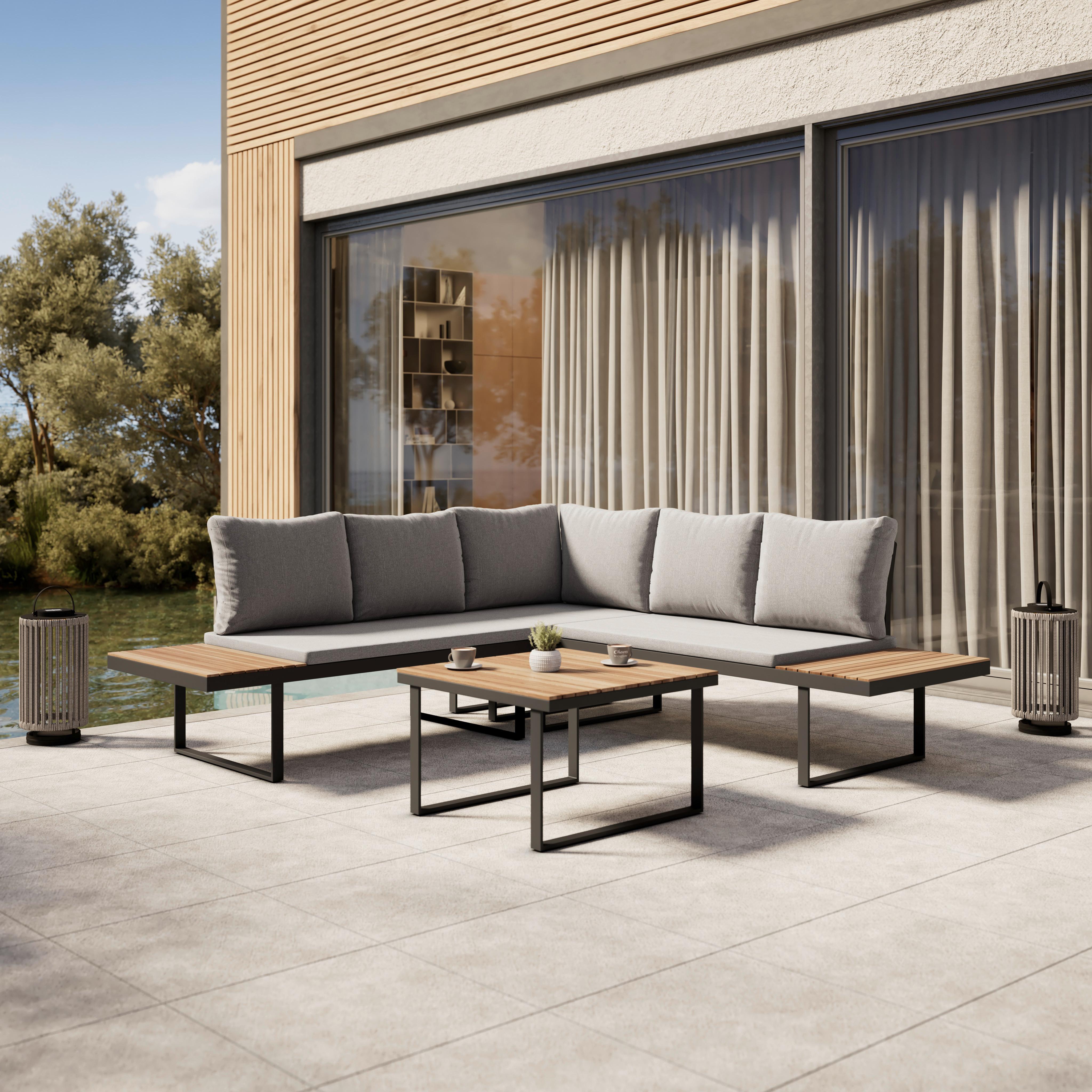 Lounge Garnitura Elia, Siva, 4-Delno - siva, Moderno, kovina/tekstil (236,5/75/64cm) - Bessagi Garden