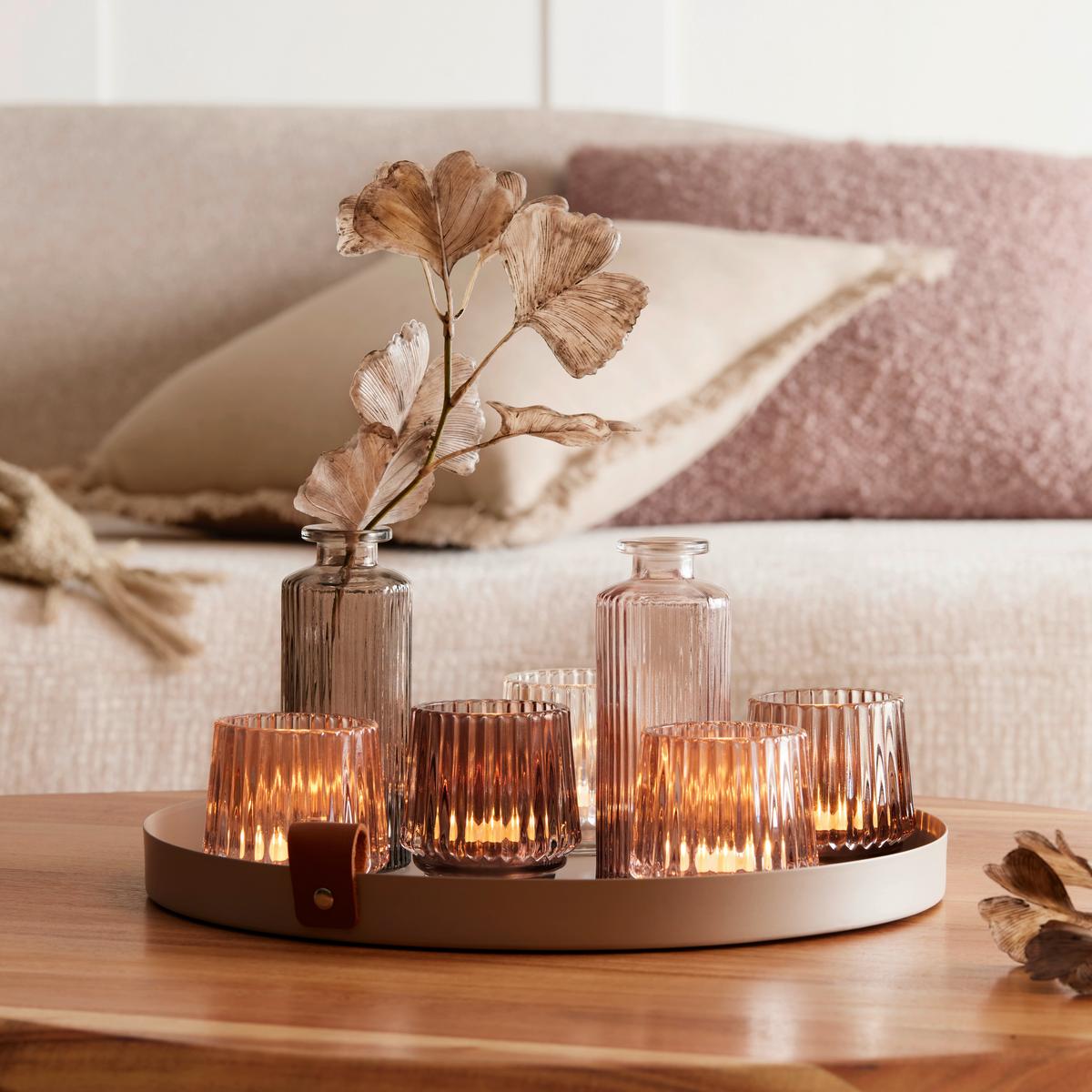 Mécsestartó Tiago - rózsaszín/narancs, Konventionell, üveg (7/7cm) - Mömax