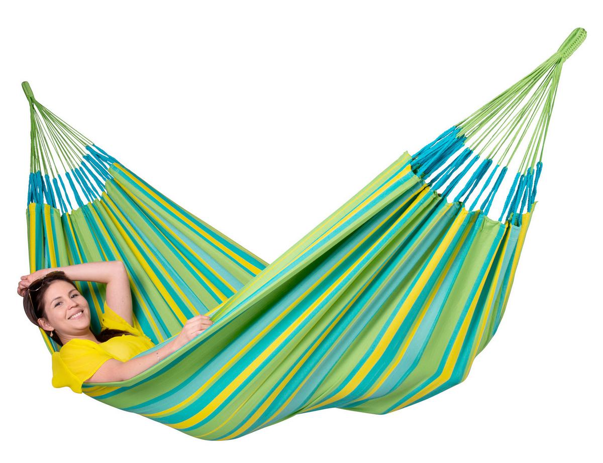Hängematte Kingsize Hammock Outdoor Gelb/Grün/Türkis - Türkis/Gelb, KONVENTIONELL, Textil (180/400cm) - La Siesta