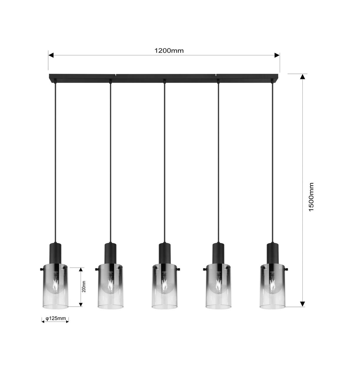 LAMPA WISZĄCA GREITH II - czarny, Design, tworzywo sztuczne/metal (120/12,5/150cm) - Novel