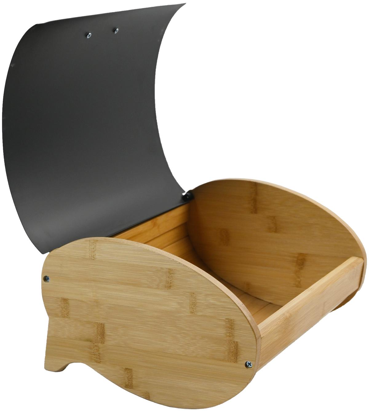 Brotbox Svea in Naturfarben - Schwarz/Naturfarben, MODERN, Holz/Metall (35/25/15,5cm) - Modern Living