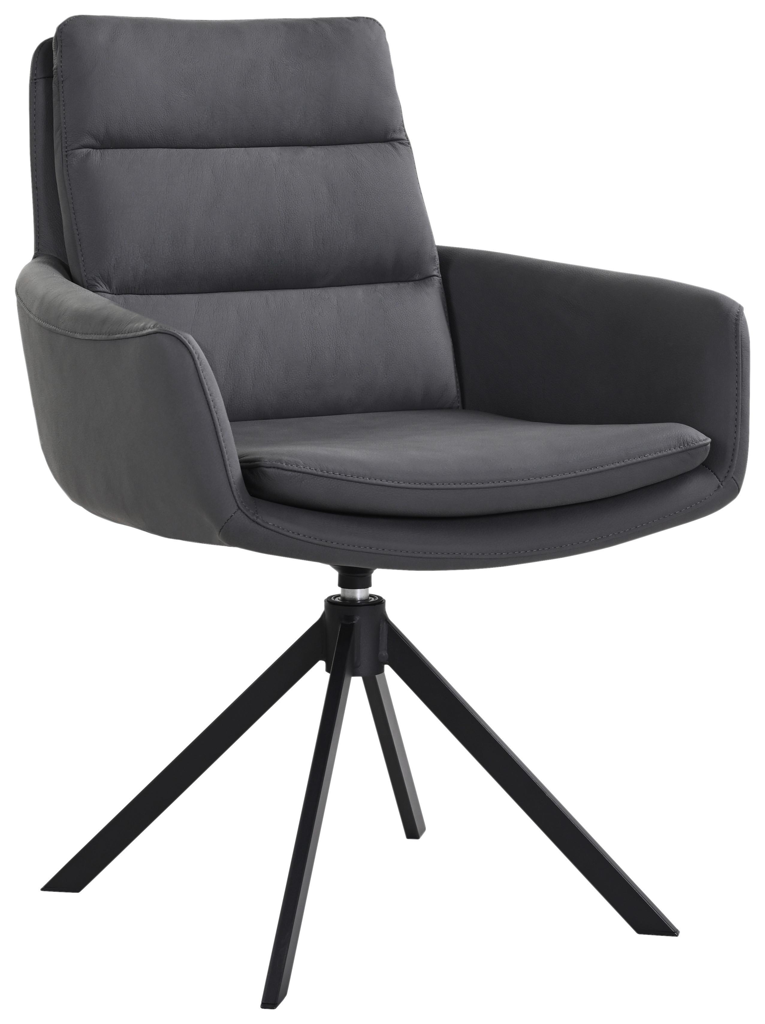 KRZESŁO Z PODŁOKIETNIKAMI EVEREST -EXKLUSIV- - czarny, Design, skóra/metal (62,5/89/66,5cm) - Dieter Knoll