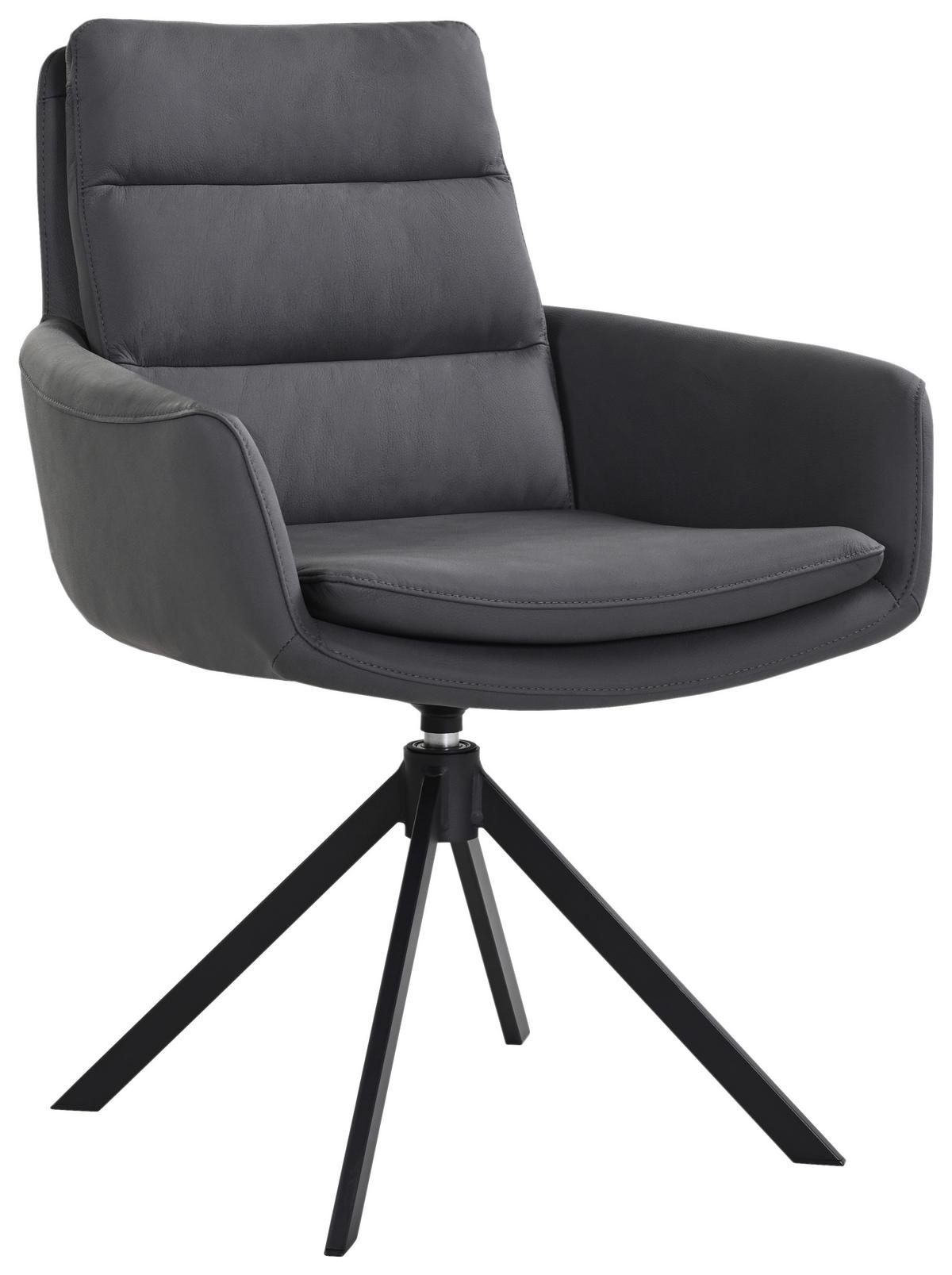 KRZESŁO Z PODŁOKIETNIKAMI EVEREST -EXKLUSIV- - czarny, Design, skóra/metal (62,5/89/66,5cm) - Dieter Knoll