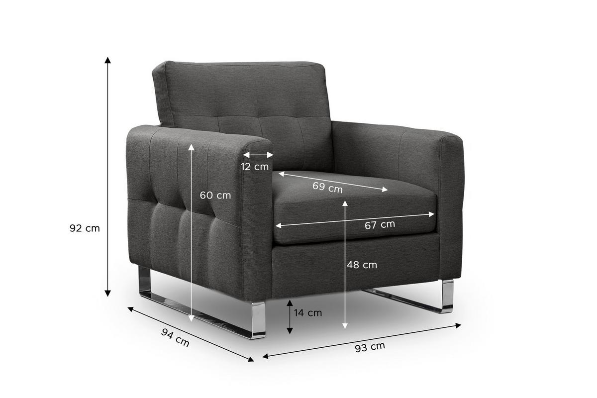 1,5-Sitzer-Sofa Hera Grau - Chromfarben/Grau, Basics, Holz/Textil (93/92/94cm) - MID.YOU