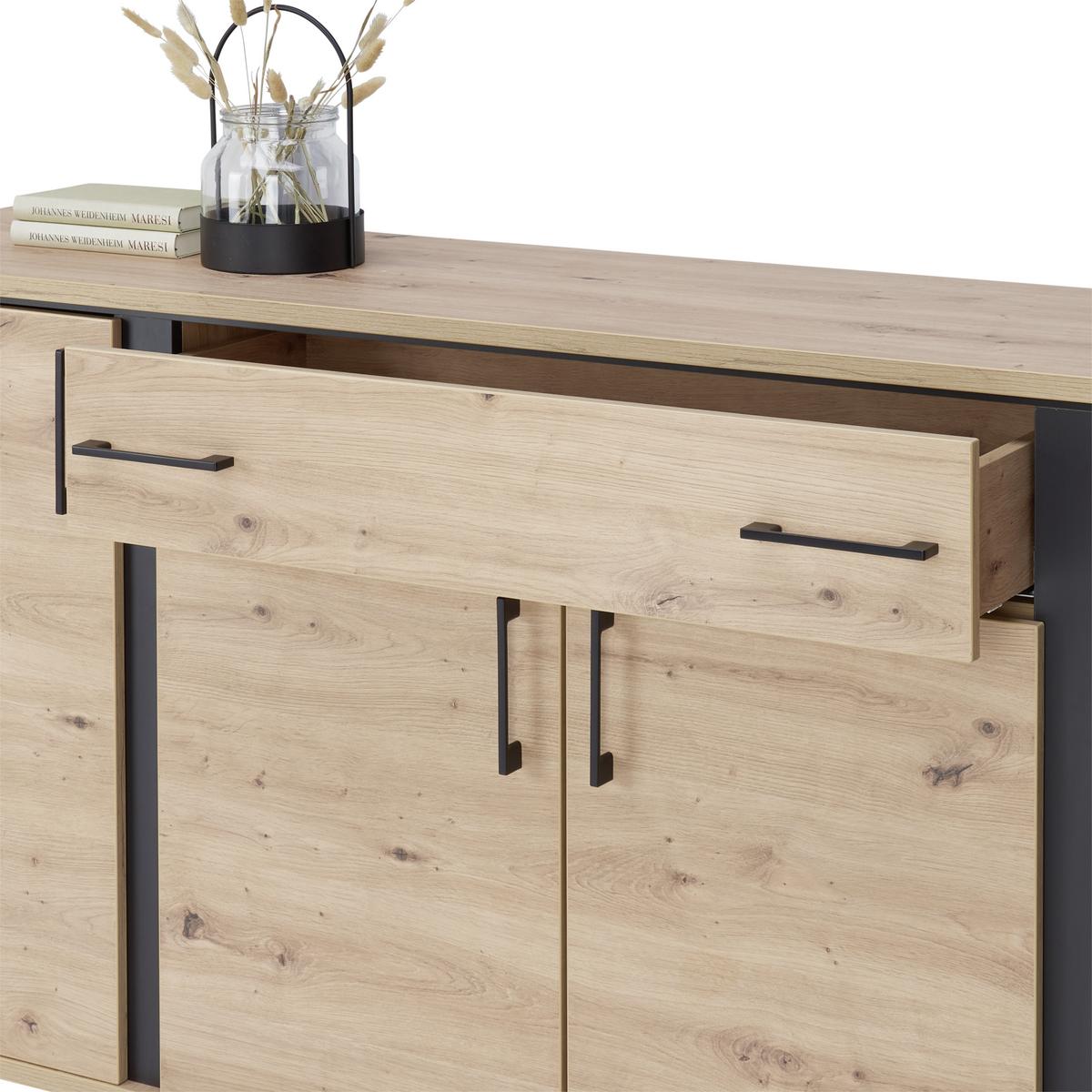 Comodă cu uși NATURE NATK 03 - culoare lemn stejar, Konventionell, material pe bază de lemn (190/84/42cm)
