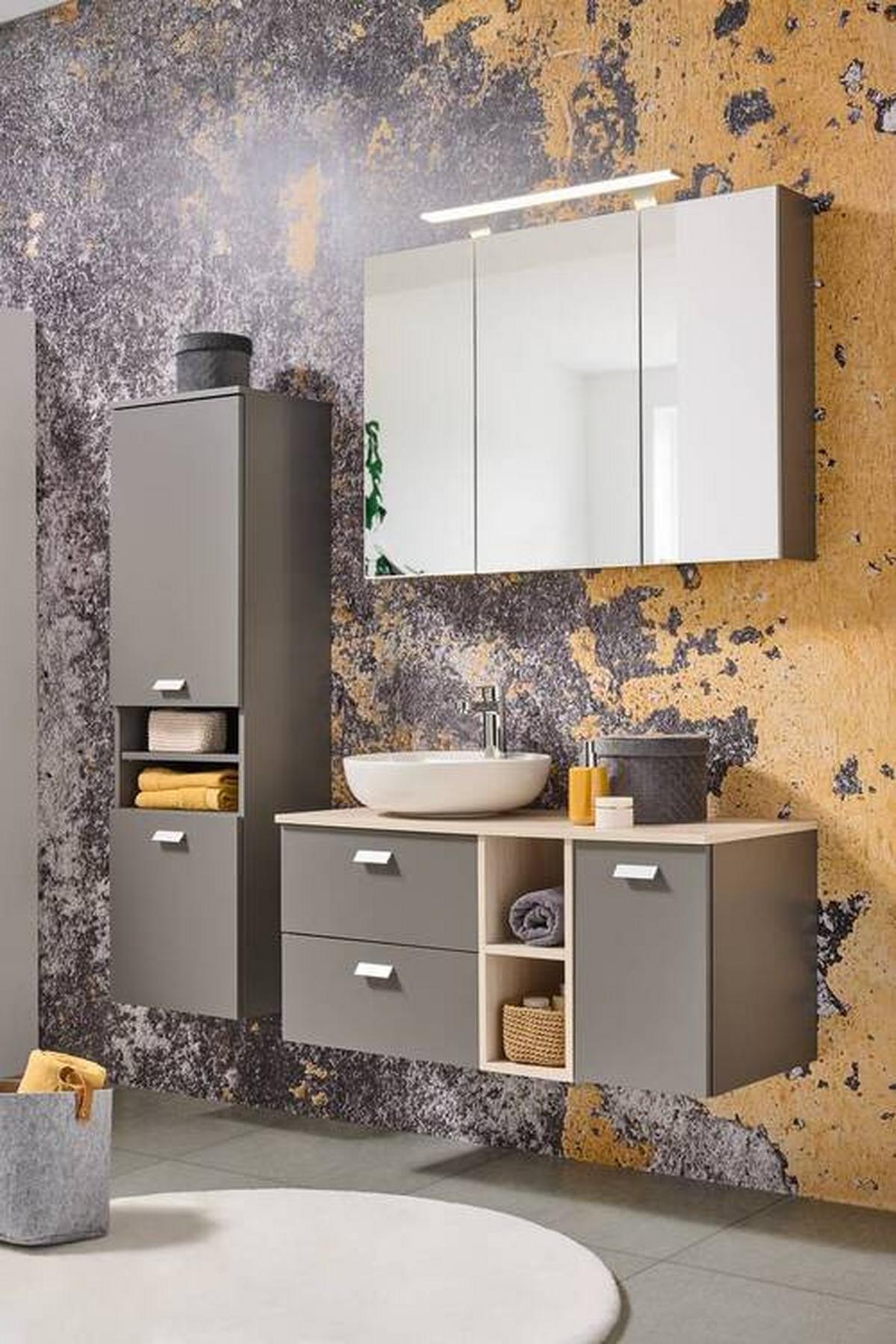 Spodnja Omarica Mona, Siva - srebrne barve/siva, Moderno, kovina/leseni material (80,4/70/32cm) - Stylife