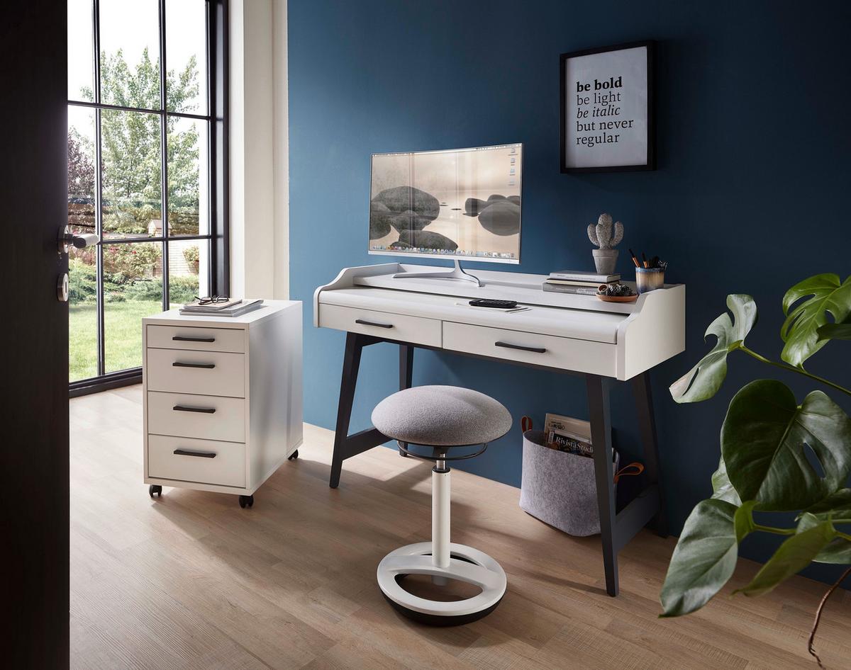 KONTENER NA KÓŁKACH INNO4HOME - biały/czarny, Basics, materiał drewnopochodny/metal (43/68/55cm) - Livetastic