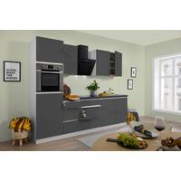 Küchenblock Premium Grau mit E-Geräten B: ca. 270 cm - Braun/Weiß, MODERN, Holzwerkstoff (270cm) - Respekta