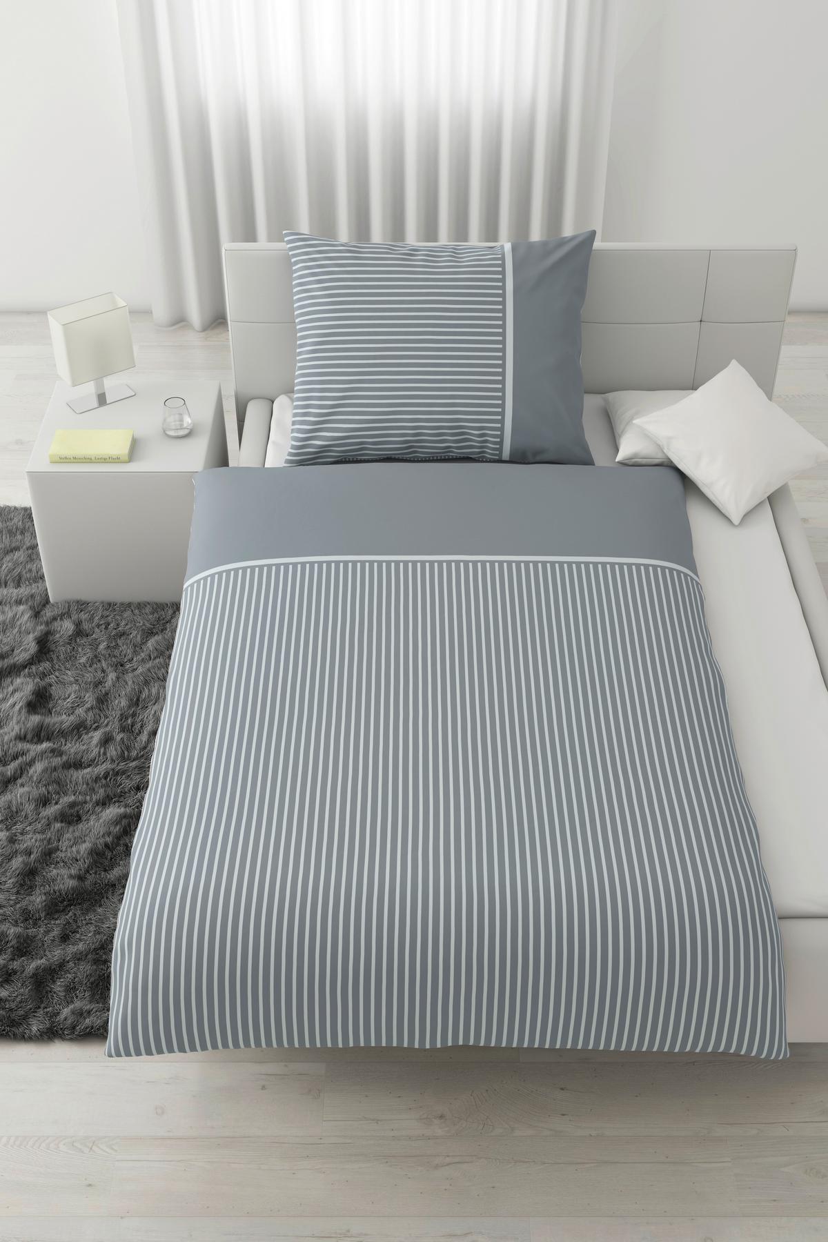 Bettwäsche Johannes XL Graublau ca. 140x220cm - Graublau, KONVENTIONELL, Textil (140/220cm) - Mömax