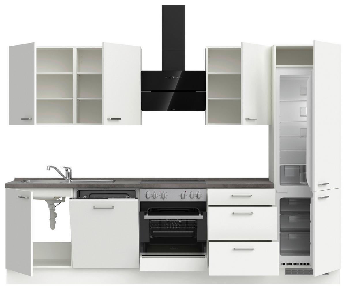 Küchenleerblock Touch High o. Geräte Weiß - Edelstahlfarben/Weiß, MODERN, Holzwerkstoff/Metall (300cm) - Nobilia