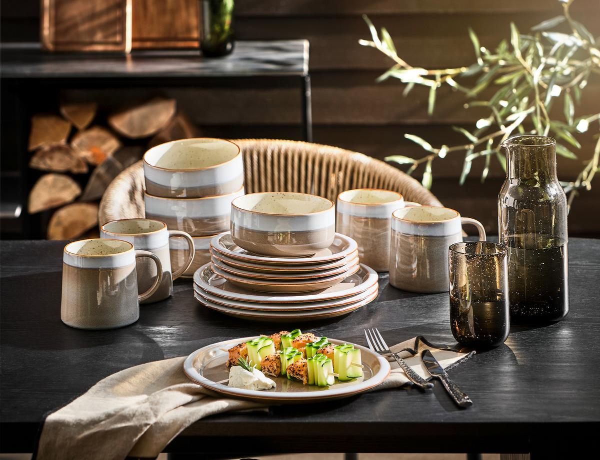 SERWIS OBIADOWO-ŚNIADANIOWY PROVENCE - niebieski/szary, Trend, ceramika - Landscape