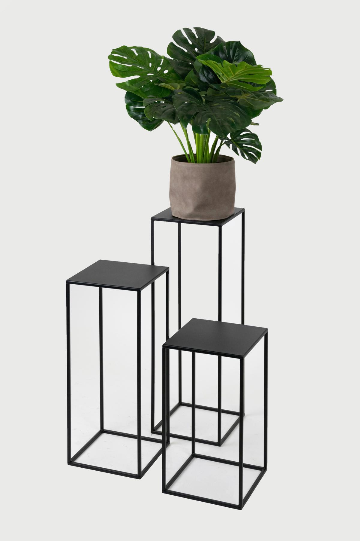 Blumenständer Schwarz - Schwarz, Basics, Metall (25/47/25cm)