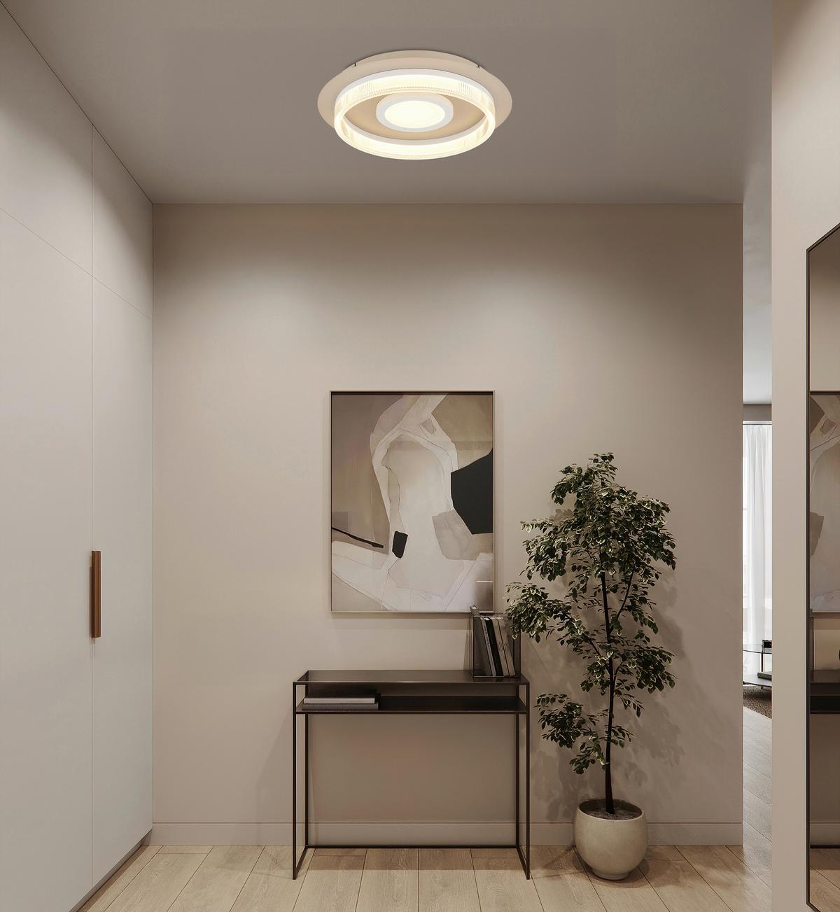 Led-deckenleuchte 48046d1 Zara - Sandfarben/Weiss, Design, Kunststoff/Metall (40/8,5cm) - Globo