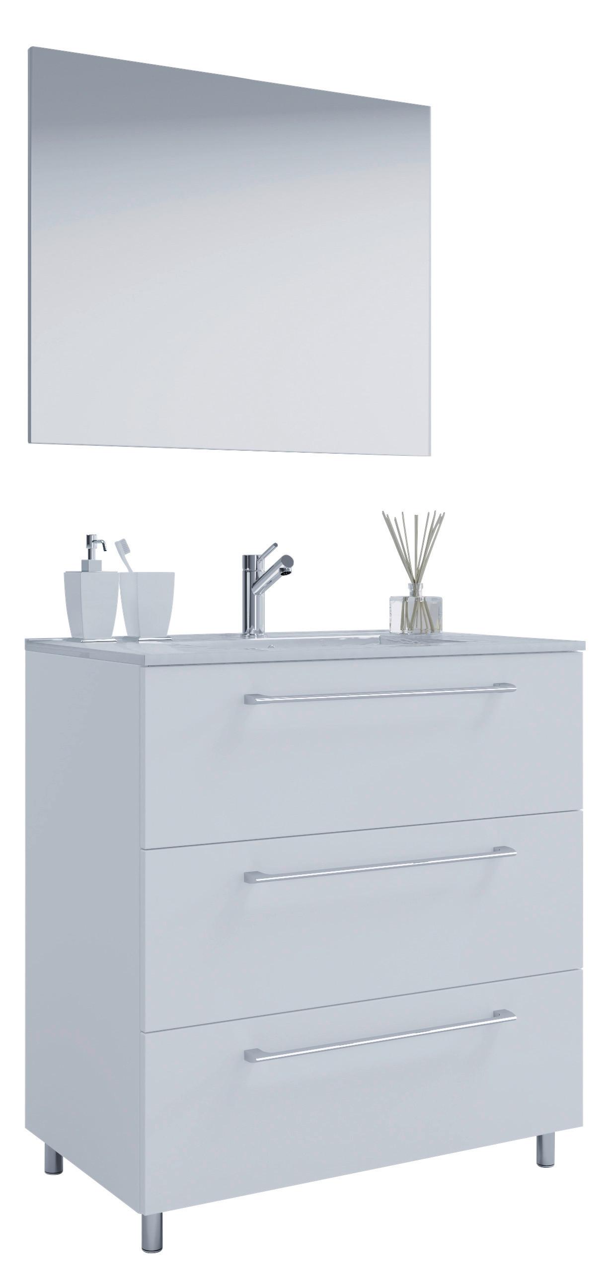 Kopalnica Schubo, Bela - bela/barve aluminija, Moderno, kovina/leseni material (60cm) - MID.YOU