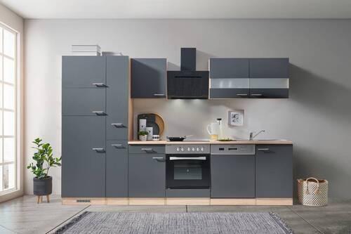 Küchenblock ECONOMY 310 Grau/Eiche B: ca. 310 cm - Eichefarben/Grau, Basics, Holzwerkstoff (310cm) - Respekta