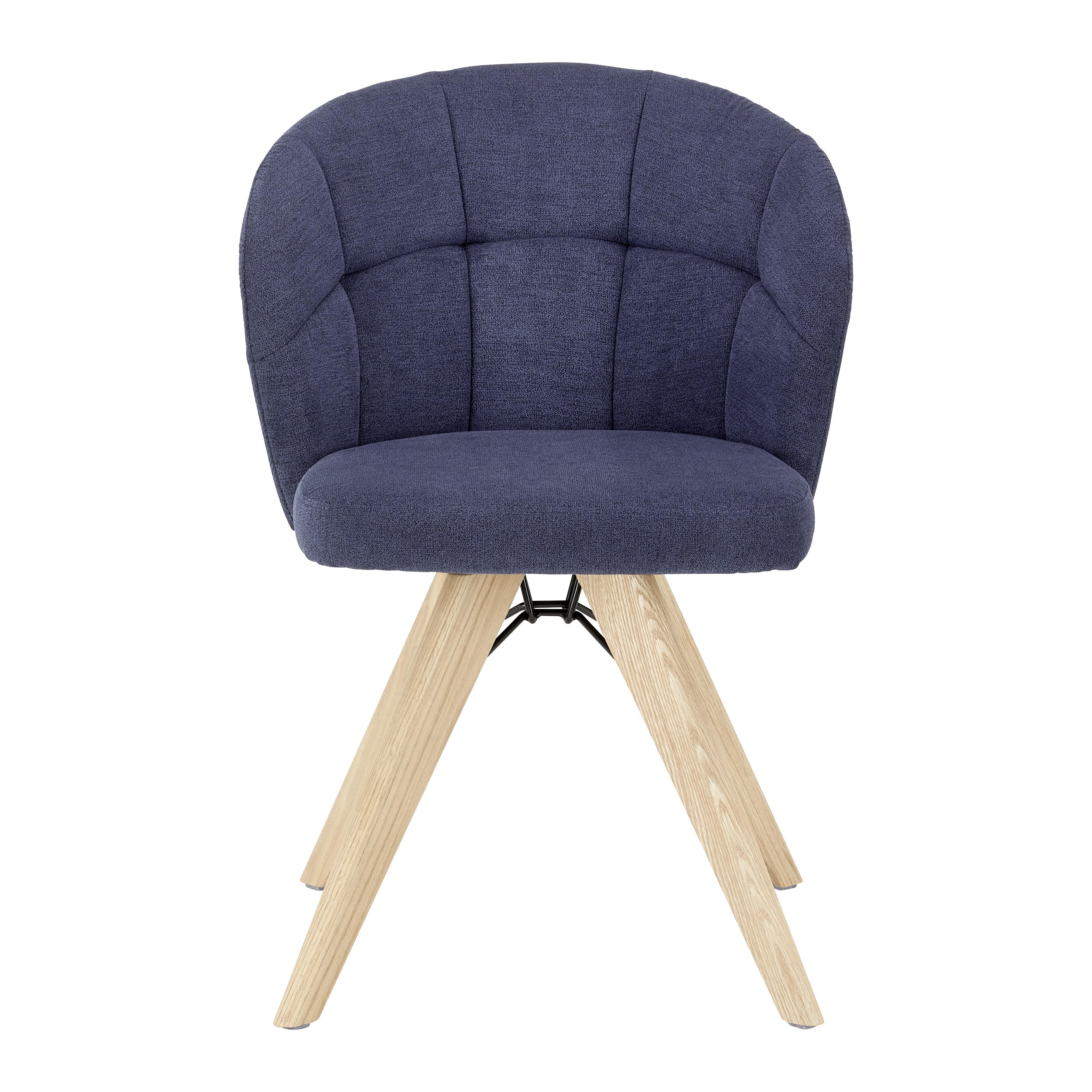 Stuhl "Maxy", Webstoff, drehbar, blau, Echtholz Beine - Blau, MODERN, Holz/Textil (56/79,5/59,5cm) - Bessagi Home
