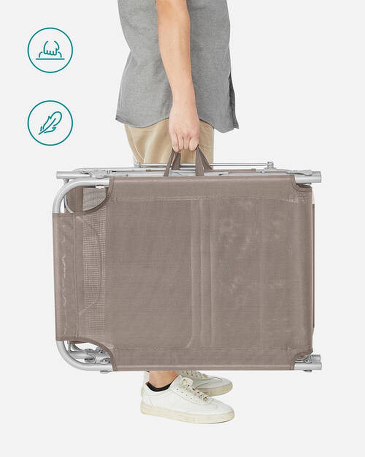 Sonnenliege Großer Liegesessel Taupe - Taupe, Basics, Textil/Metall (53/29,5/193cm) - Modante