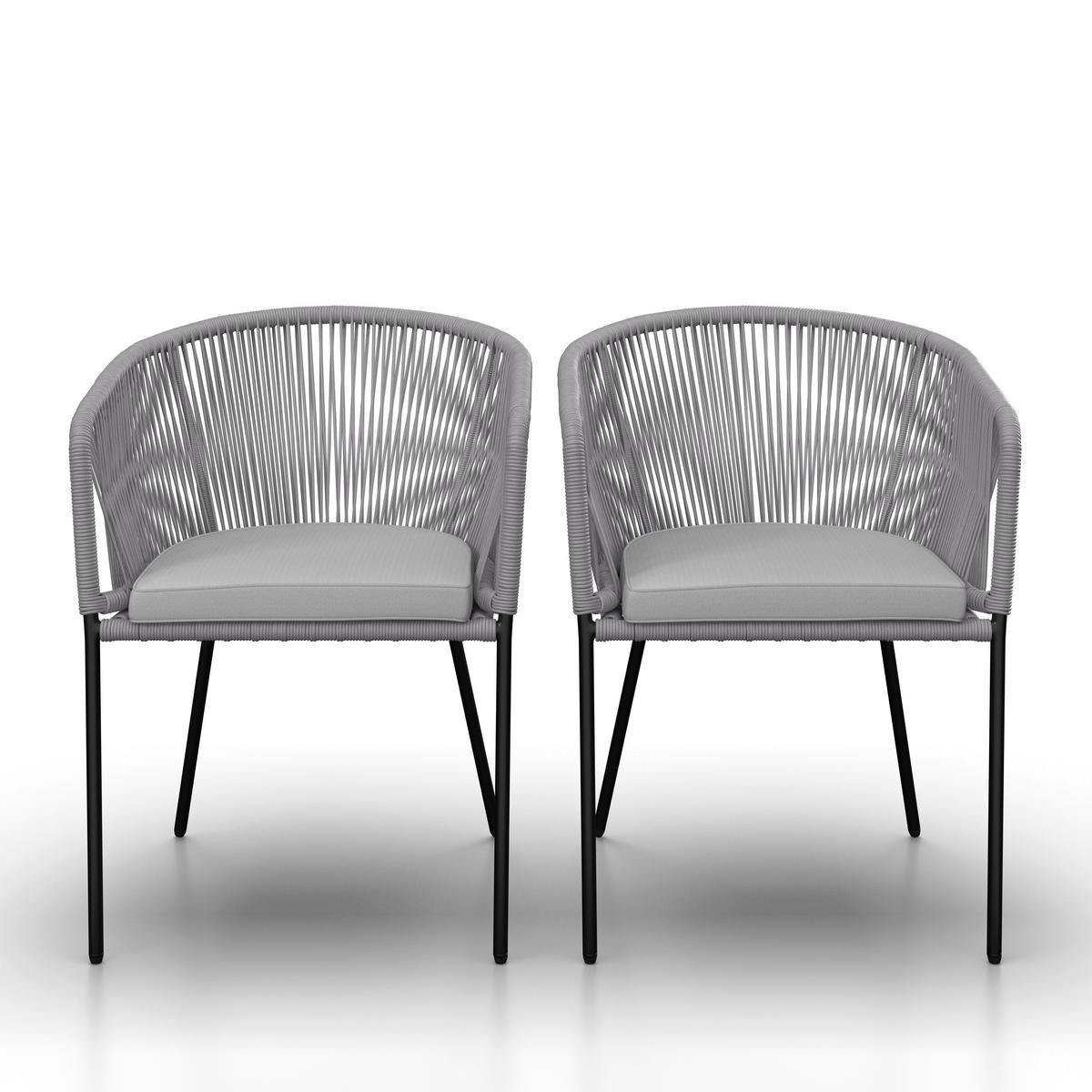 Set Vrtnih Stolov Victor, 2 Kos, Svetlo Siva - črna/svetlo siva, Moderno, kovina/tekstil (56/78/59cm) - Bessagi Garden