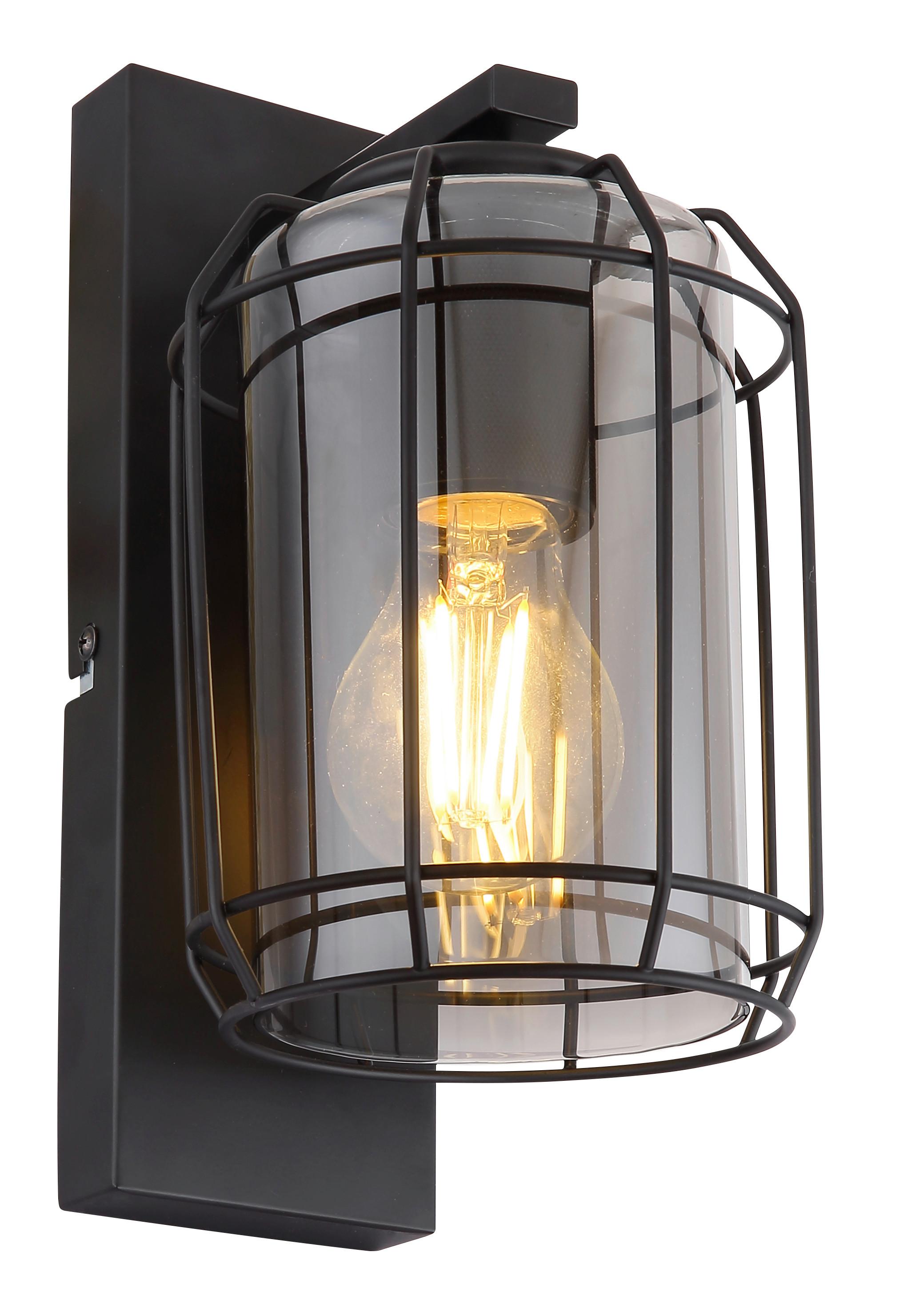 Wandleuchte Kammi max. 60 Watt - Schwarz, Basics, Glas/Metall (13/16,5/25cm) - Globo