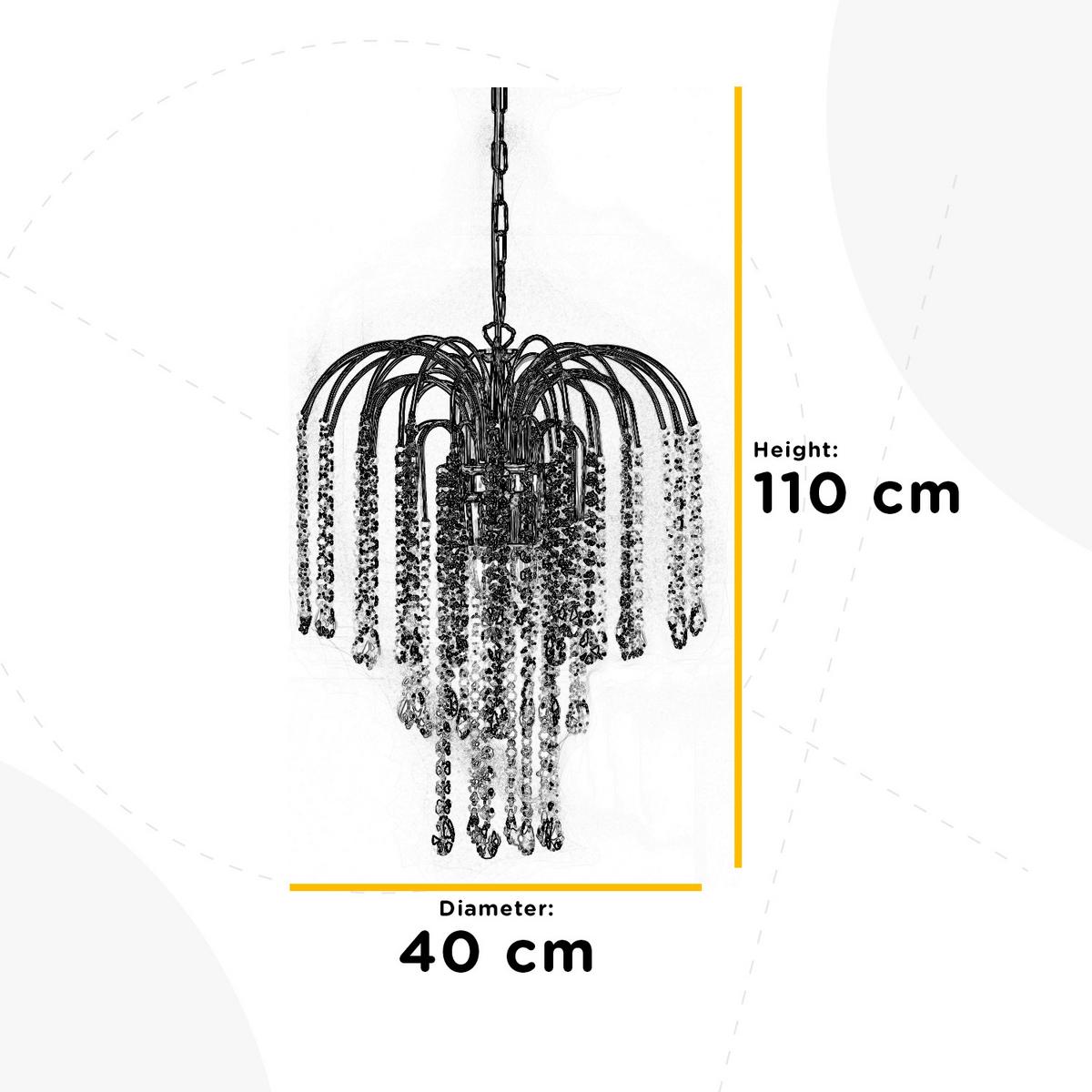 Kristall-Hängeleuchte Pioggia Goldfarben max. 6 Watt - Goldfarben, KONVENTIONELL, Glas/Metall (40/110cm)