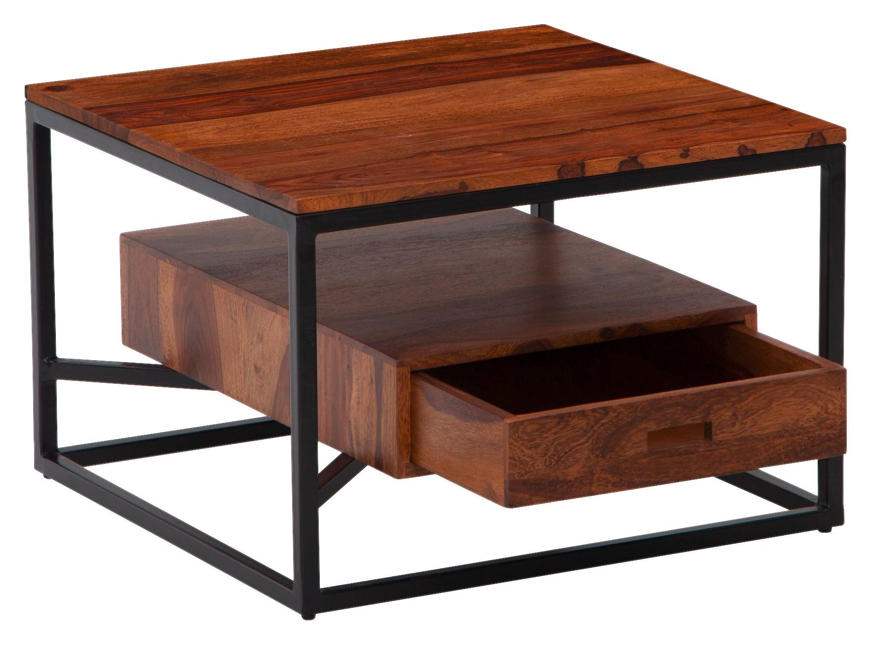 Klubska Miza Wohnling, Masiven Les - črna/barve indijskega rožnega lesa, Design, kovina/les (60/60/40cm) - MID.YOU