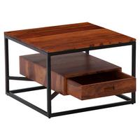 Klubska Miza Wohnling, Masiven Les - črna/barve indijskega rožnega lesa, Design, kovina/les (60/60/40cm) - MID.YOU