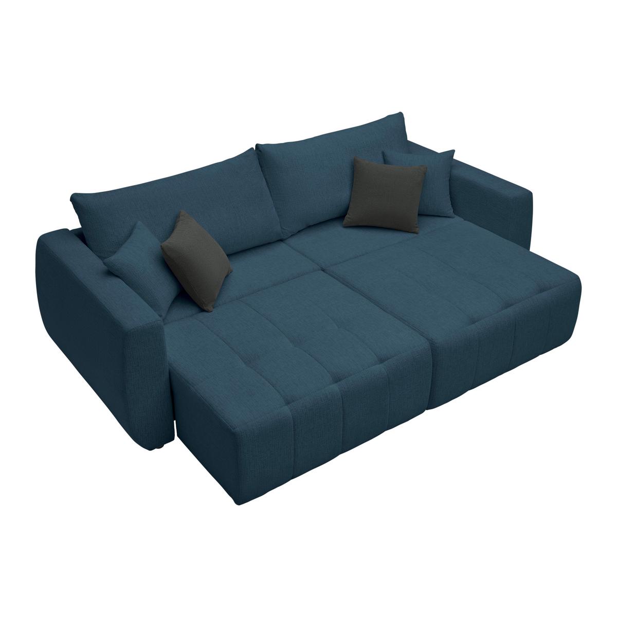 Schlafsofa Bologna Dunkelblau - Schwarz/Dunkelblau, Kunststoff/Textil (245/74-90/104cm) - Mömax