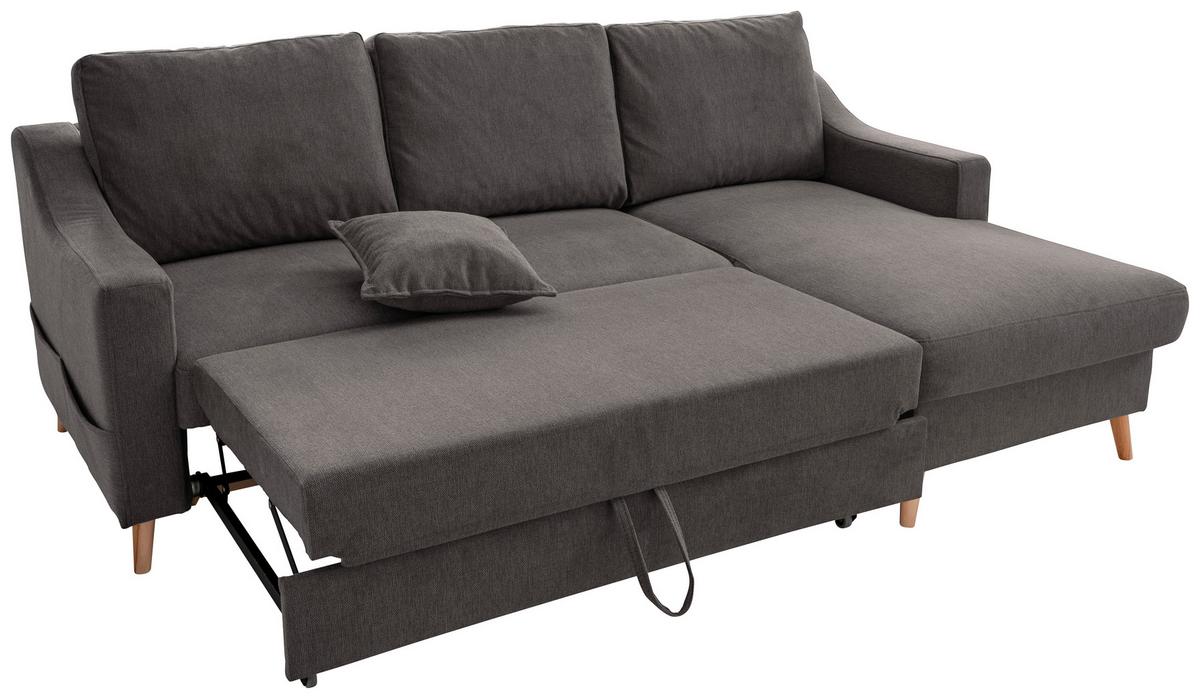 Wohnlandschaft Valentina Anthrazit Struktur - Anthrazit/Naturfarben, KONVENTIONELL, Holz/Textil (228/150cm) - P & B