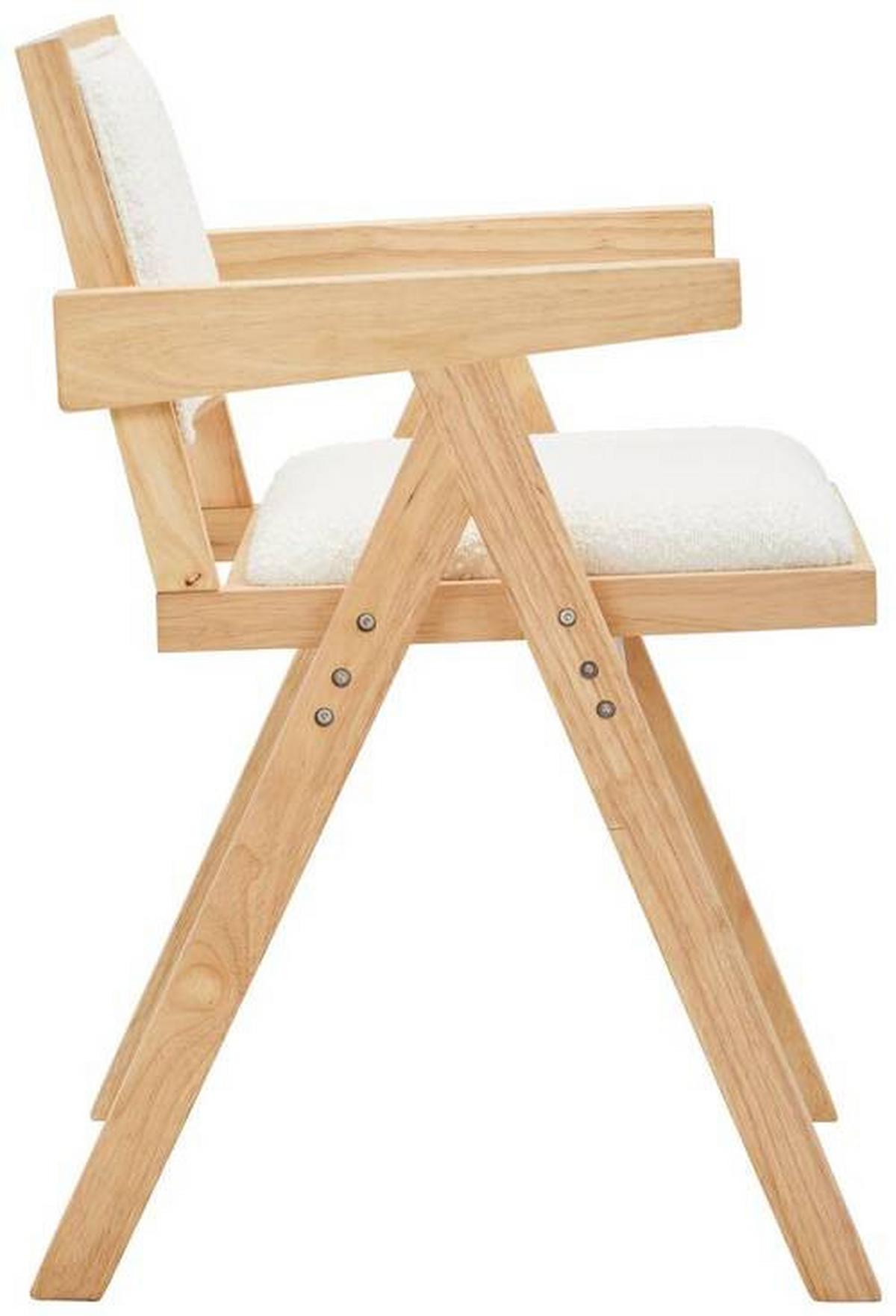 KRZESŁO Z PODŁOKIETNIKAMI NAPOLI - kolor naturalny/biały, Modern, drewno/tkanina (51/79/54cm) - Livetastic