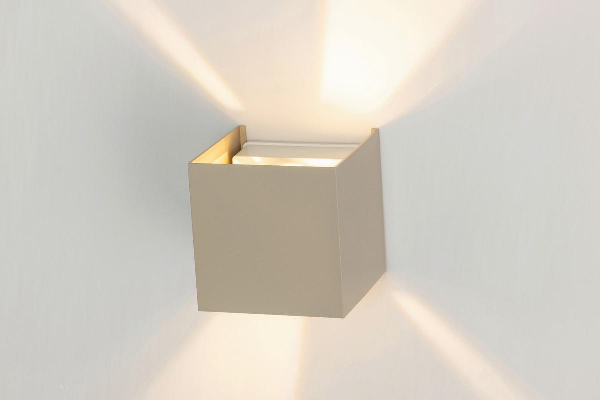 KINKIET LED ATLAS *SBN* - kolor piaskowy, Basics, tworzywo sztuczne/metal (10/10/10cm) - Novel