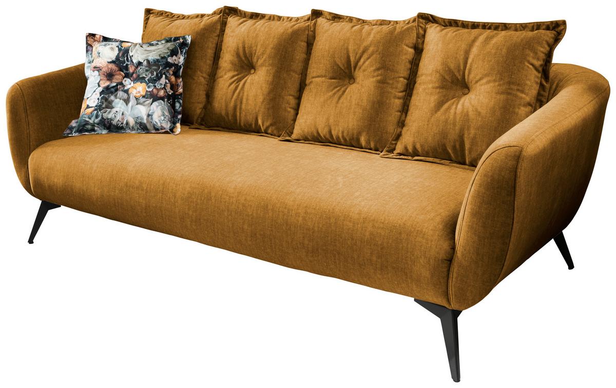 3-Sitzer Sofa Baggio Gelb Velours - Gelb/Multicolor, MODERN, Holz/Textil (236/94/103cm) - Livetastic