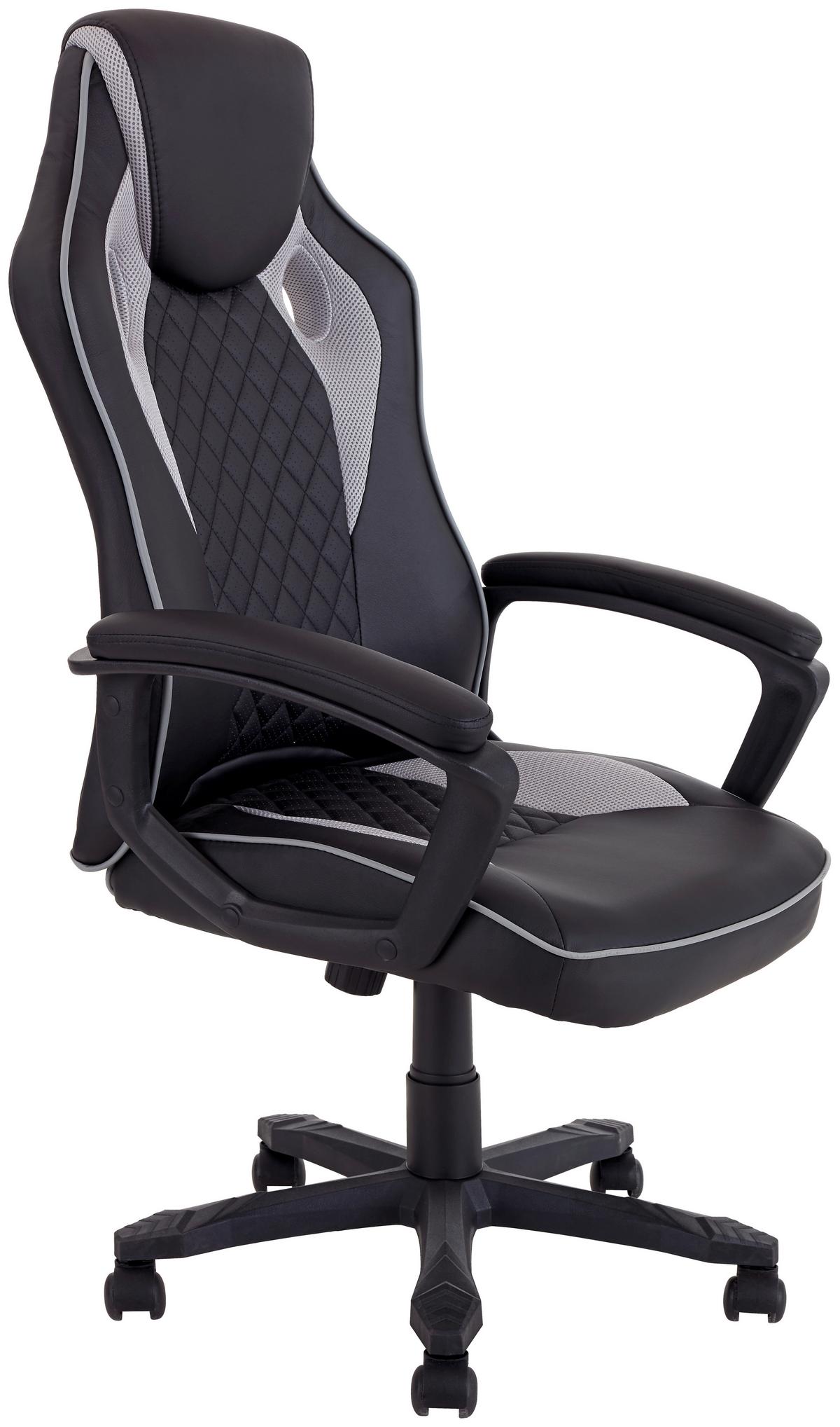 Scaun directorial Marco - negru/gri, Modern, plastic/metal (65,5/110-120/69cm) - Modern Living