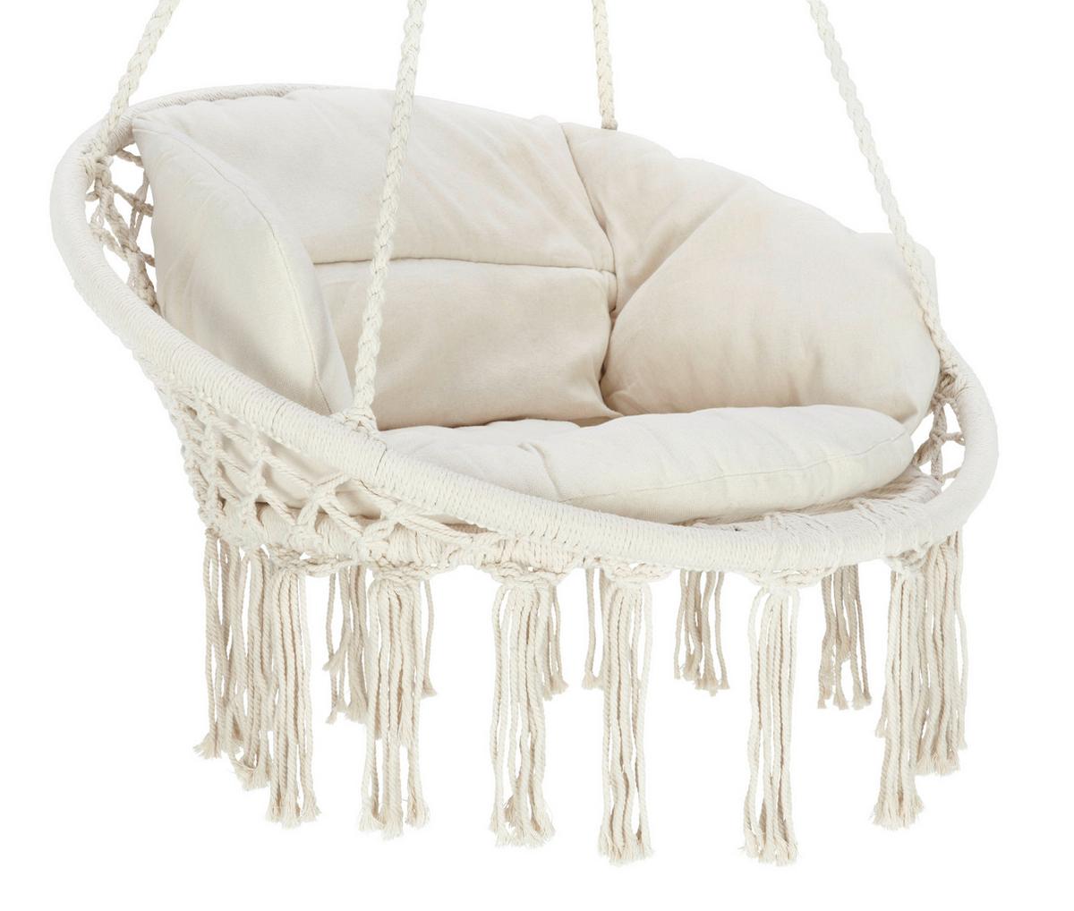 Hängesessel Amon Weiss aus Webstoff - Weiss, Basics, Textil/Metall (80/120/60cm) - Mömax