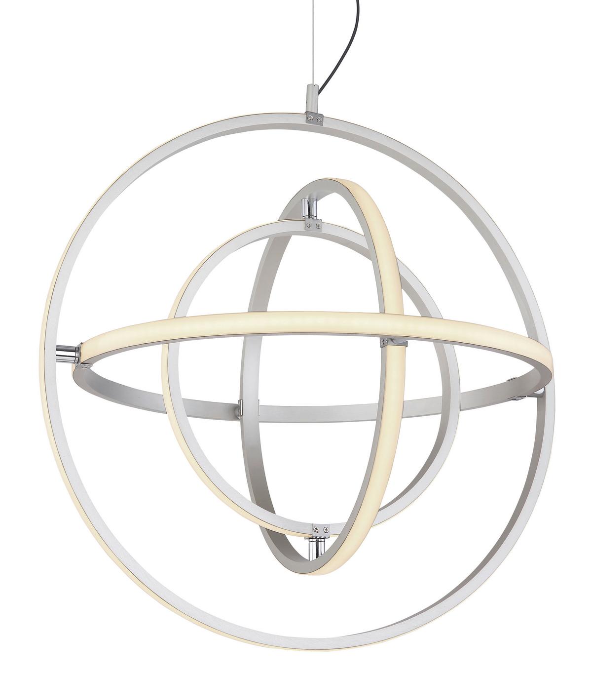 LED-HÄNGELEUCHTE KURUS D: 58 CM NICKEL-MATT - Opal/Nickelfarben, Basics, Kunststoff/Metall (58/150cm) - Globo
