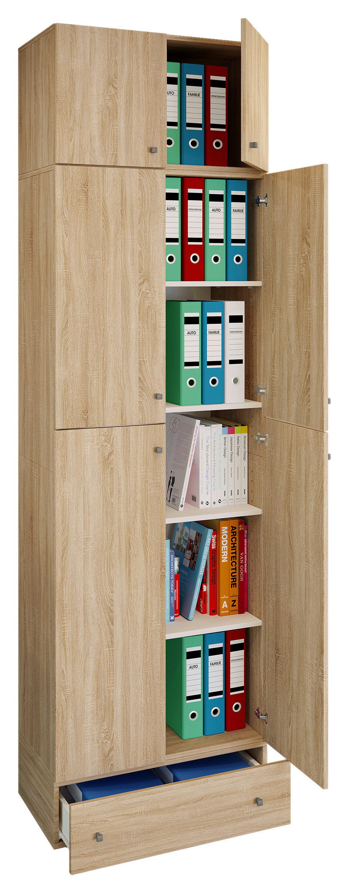 Pisarniška Omara Lona Xxl, Hrast - hrast sonoma, Moderno, leseni material (70/240/39cm) - MID.YOU