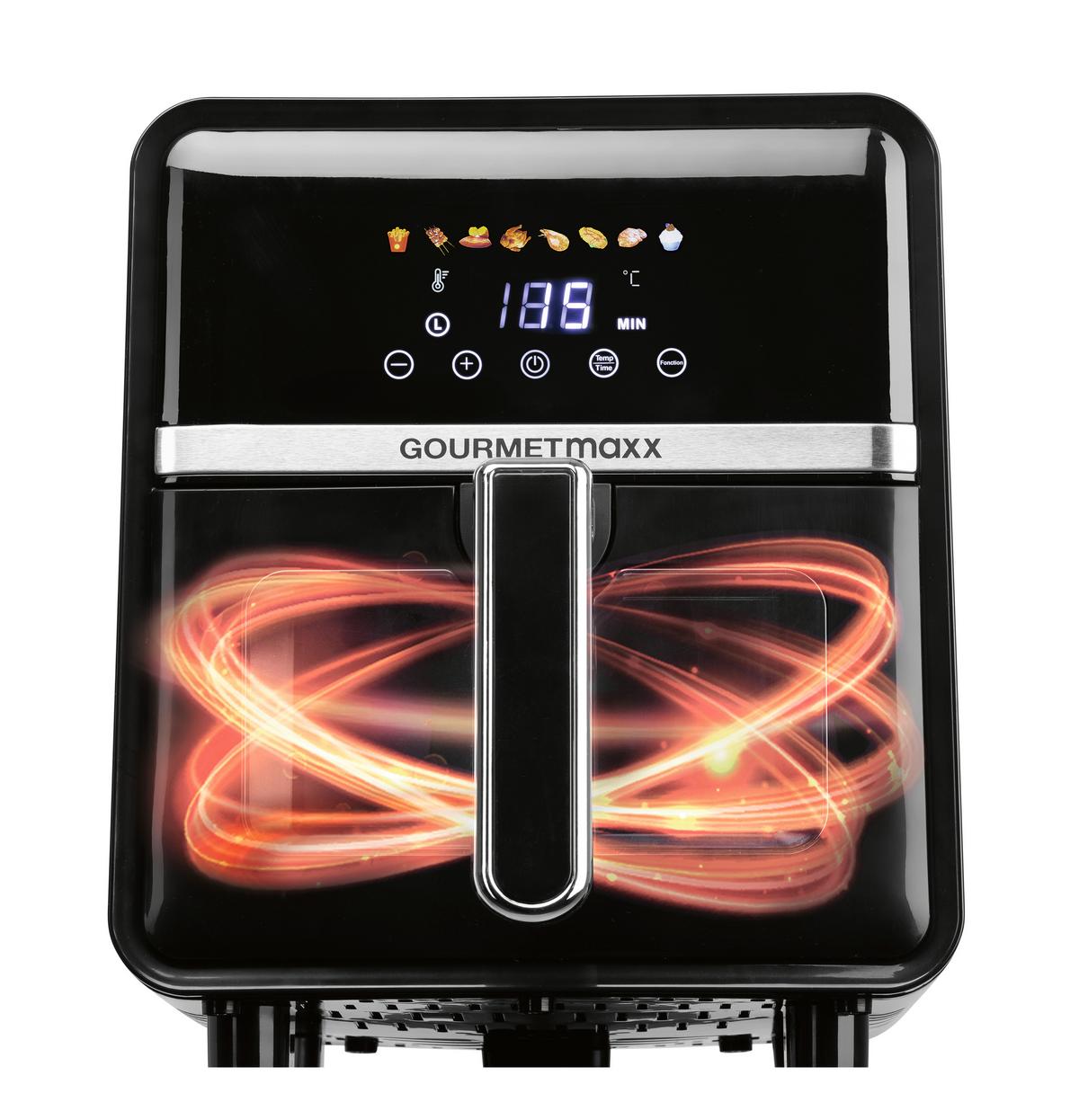 FRYTKOWNICA BEZTŁUSZCZOWA 16539 - kolor srebrny/czarny, Basics, tworzywo sztuczne/metal (36,5/25/30cm) - GOURMETMAXX