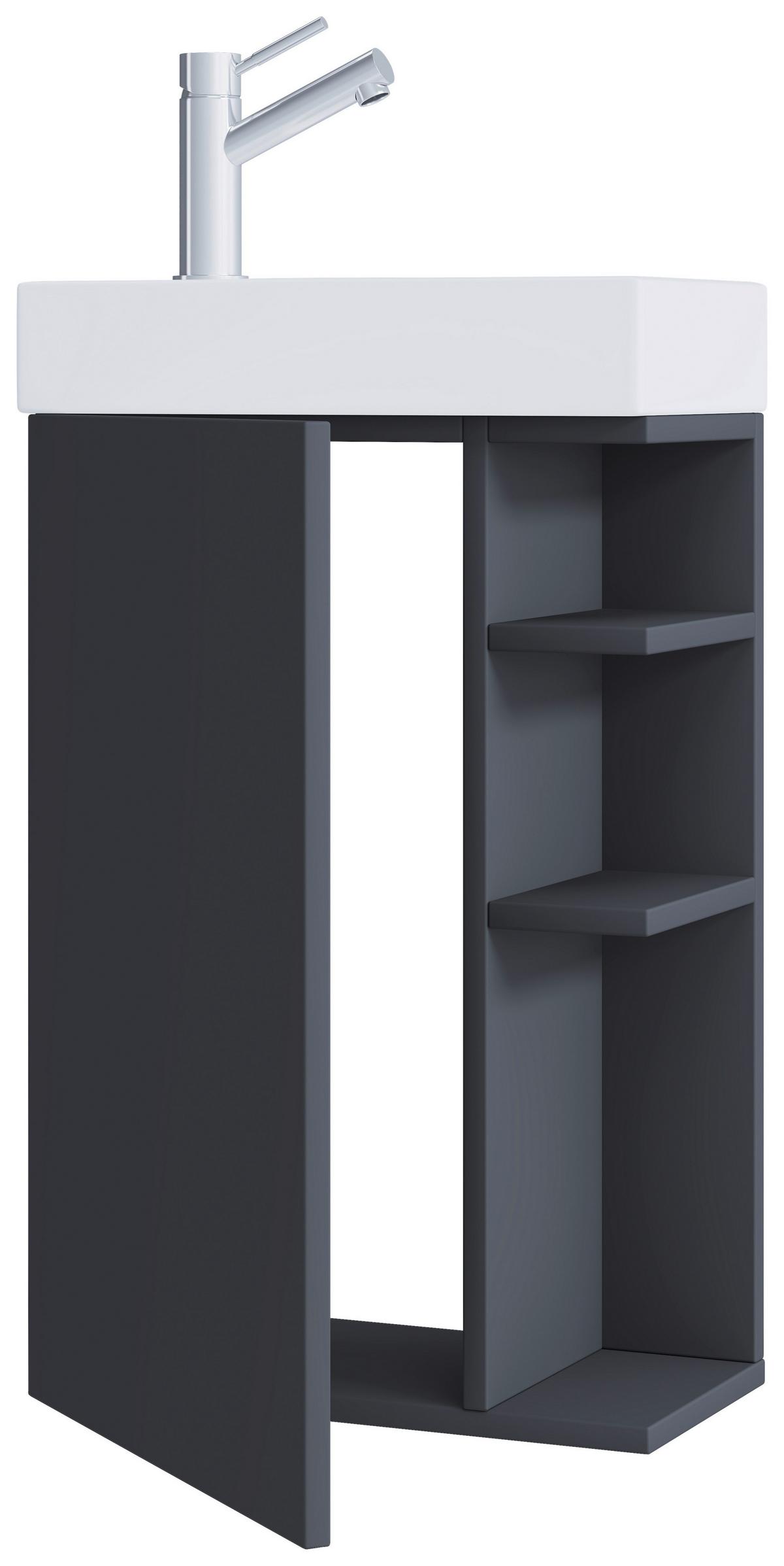 Kombiniran Umivalnik Lumia, Antracit - bela/antracit, Moderno, leseni material/keramika (40cm) - MID.YOU