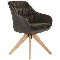 KRZESŁO Z PODŁOKIETNIKAMI LUDWIG    -HOM IN- - kolor dębowy/oliwkowa zieleń, Design, metal/tkanina (58/82/61cm) - Hom`in