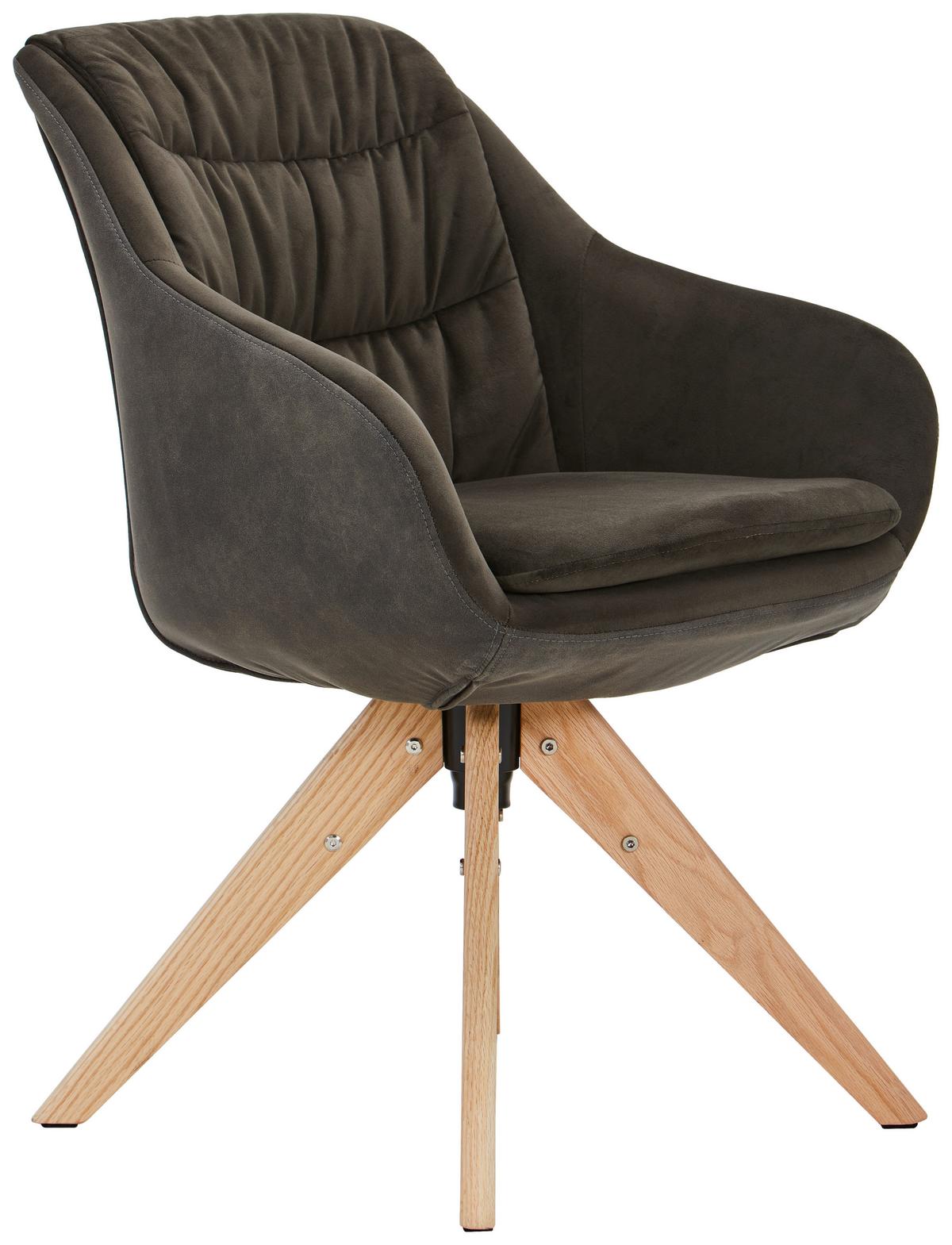 KRZESŁO Z PODŁOKIETNIKAMI LUDWIG    -HOM IN- - kolor dębowy/oliwkowa zieleń, Design, metal/tkanina (58/82/61cm) - Hom`in