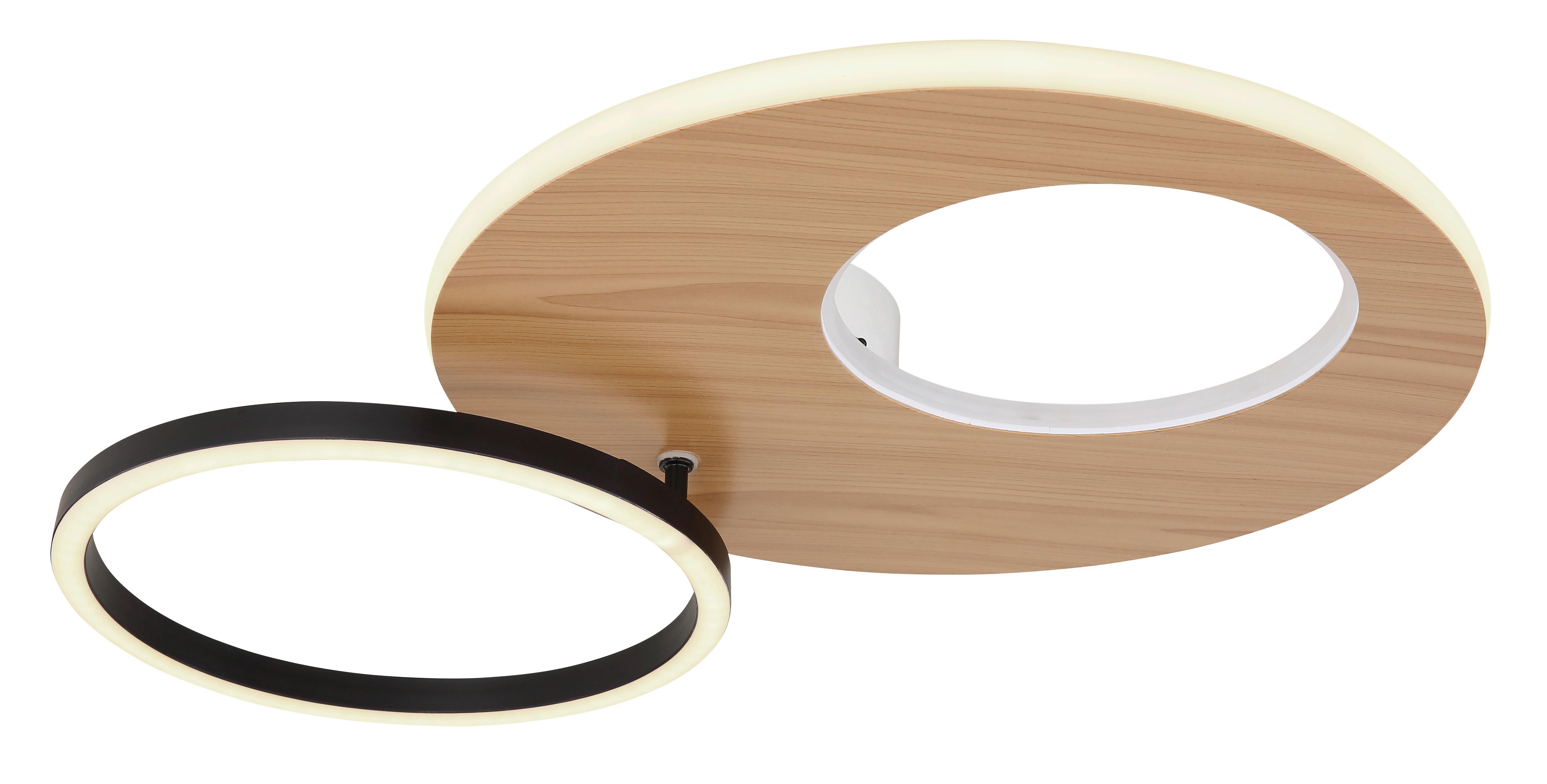 LED-Deckenleuchte Forsi Schwarz/Weiß/Dunkelbraun - Dunkelbraun/Opal, Design, Holzwerkstoff/Kunststoff (61,2/40/10,5cm) - Globo