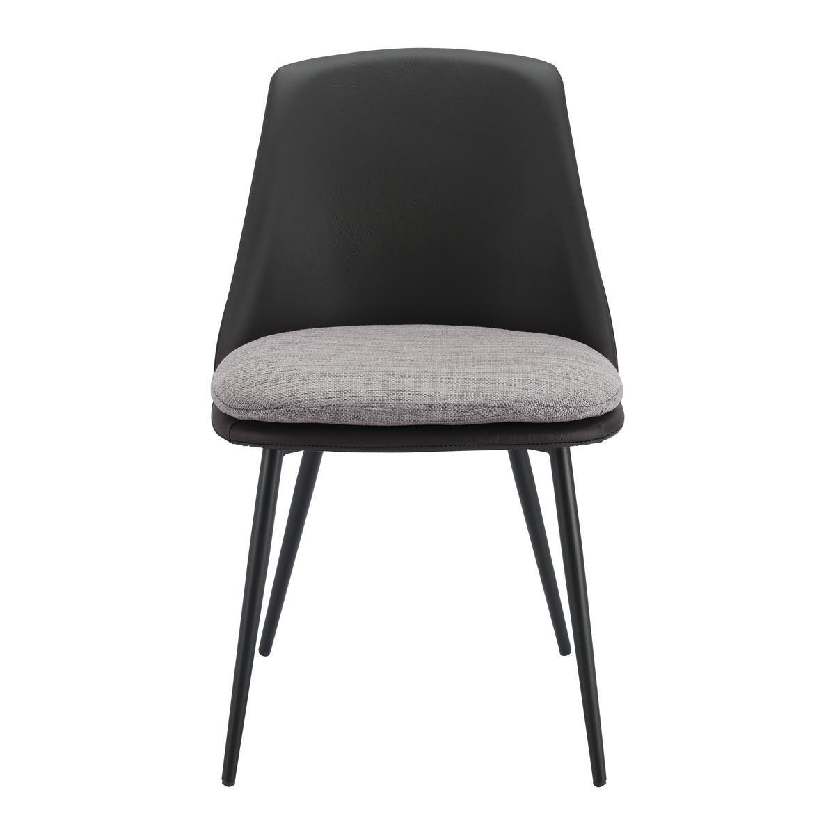 Stol Bianca, Črna, Siva, Usnje - temno siva/siva, Moderno, kovina/umetna masa (50,5/79,5/54,5cm) - Bessagi Home