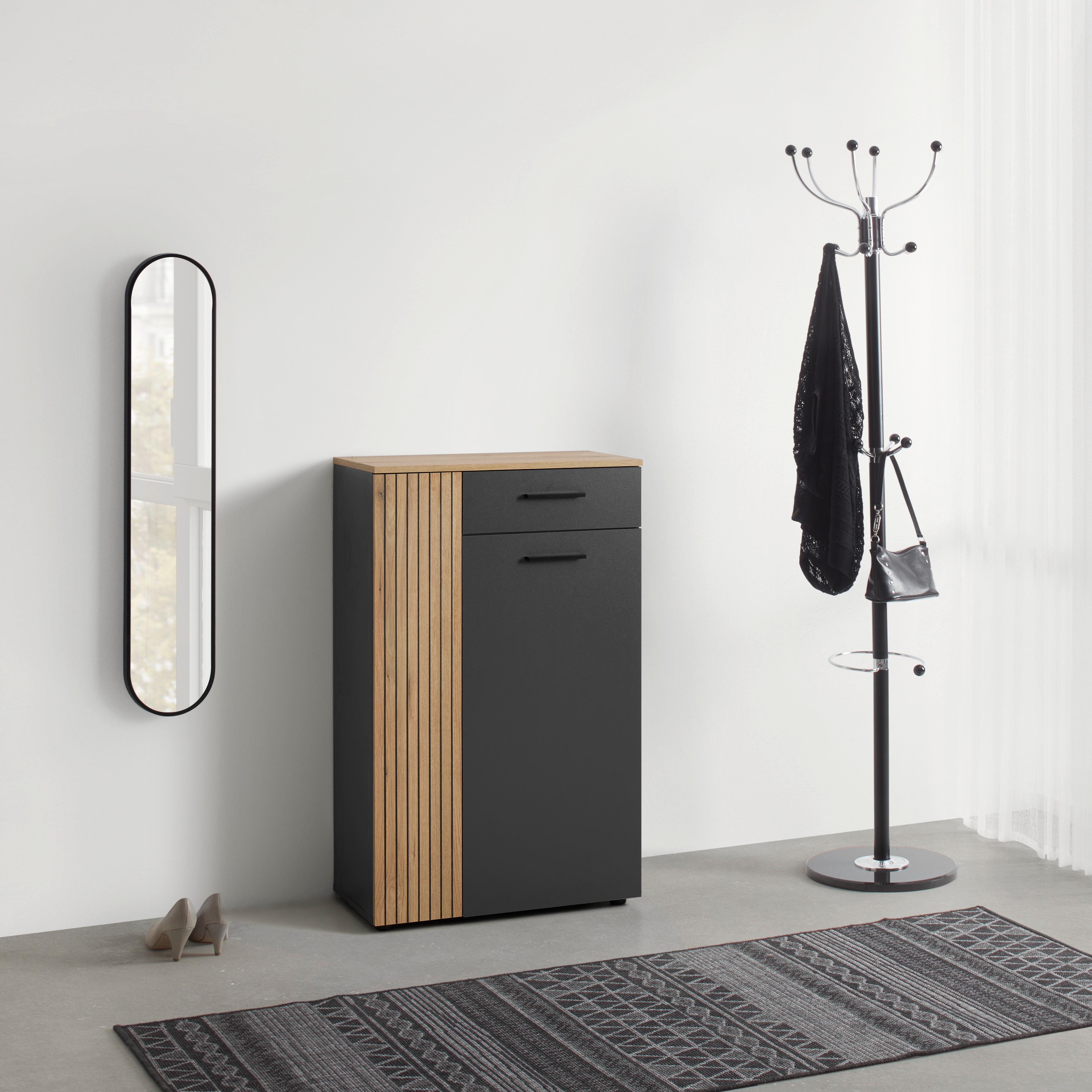 Schuhschrank Cadix Anthrazit/Eichefarben - Eichefarben/Anthrazit, Modern, Holzwerkstoff/Kunststoff (69/110/36cm) - Mömax