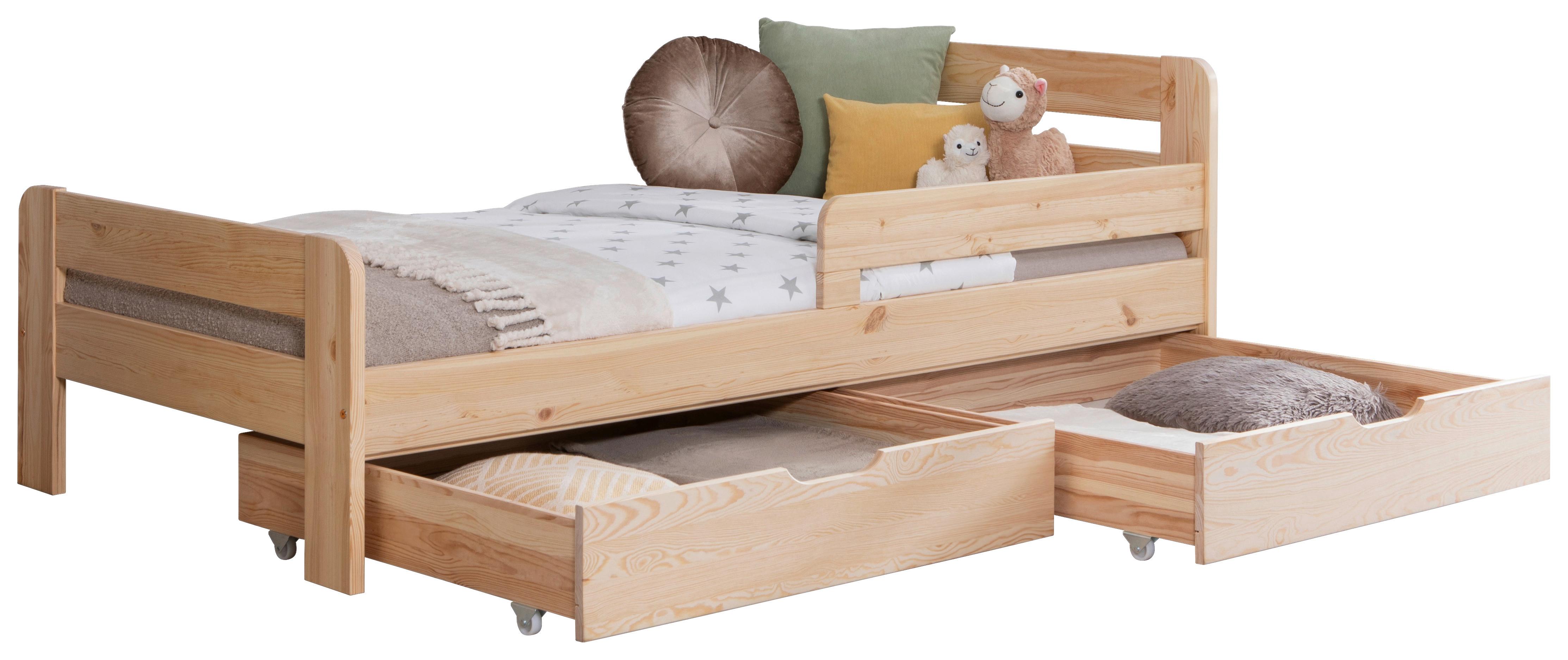 Bett Bennet mit Schubkasten ca. 90x200 cm Kiefer Natur - Naturfarben, MODERN, Holz/Textil (90/200cm) - MID.YOU