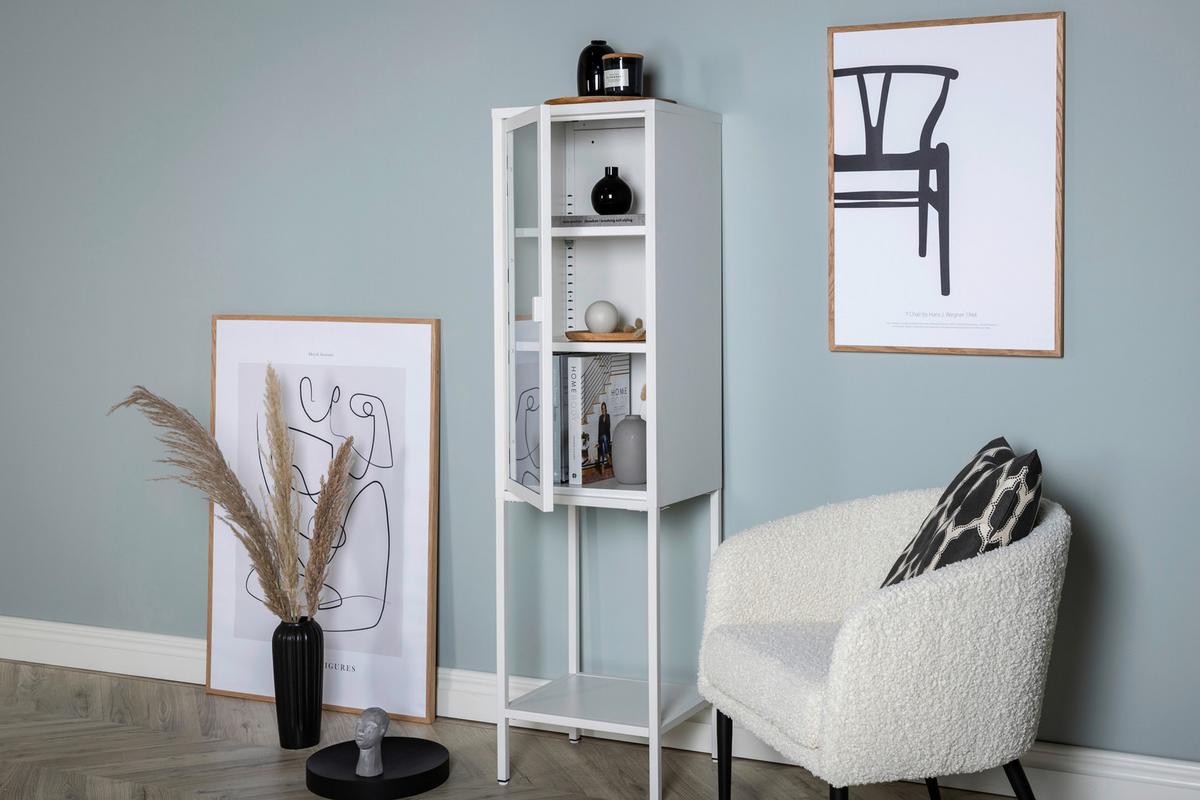 VITRINE MISHA - Weiß, Design, Metall (40,5/150/35cm) - Livetastic