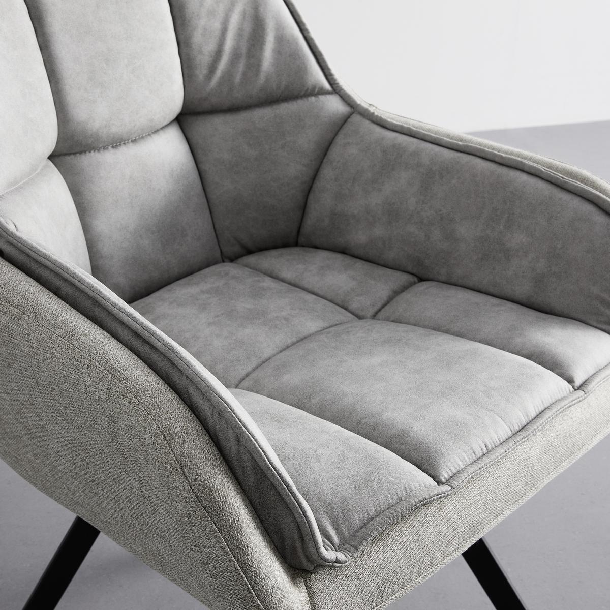 Armlehnstuhl Billy Beige Webstoff Drehbar Gepolstert - Beige/Schwarz, MODERN, Holz/Textil (62/85/62cm) - Bessagi Home